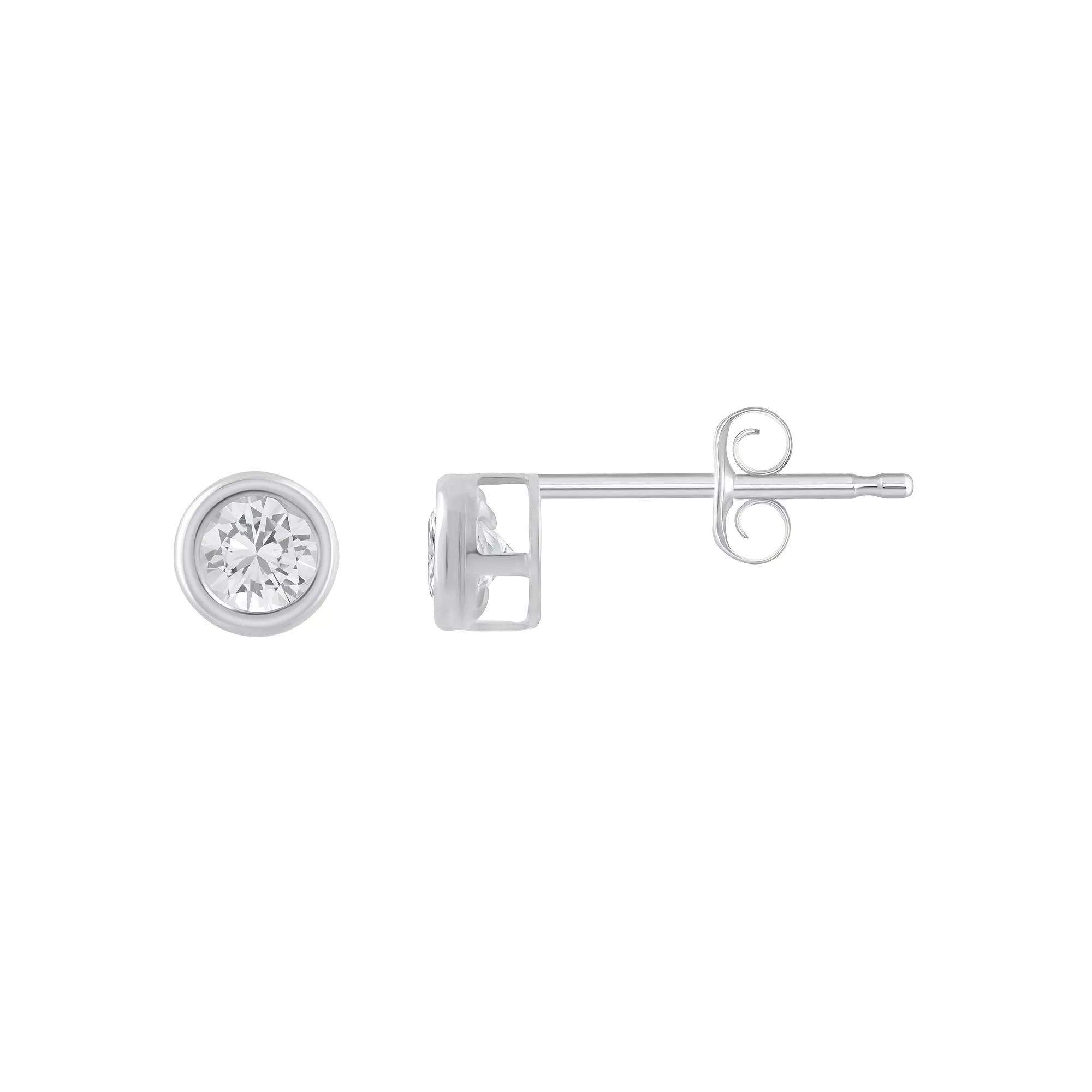 Celebration Gems 10k White Gold 3 mm Round Gemstone Stud Earrings, Women's, White Topaz Product Image