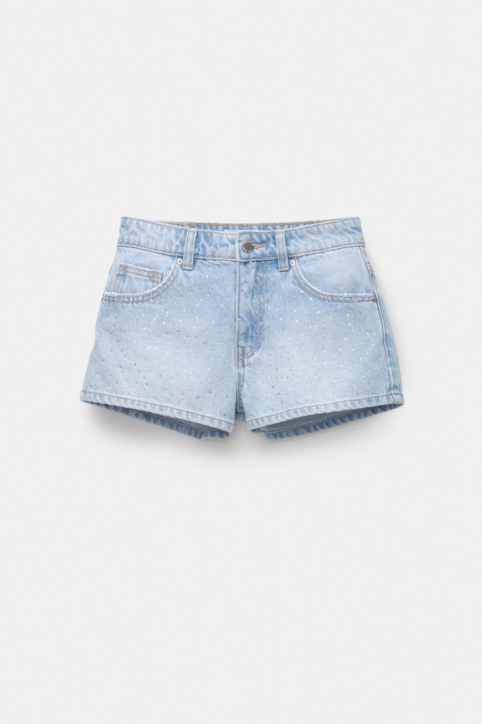 Rhinestone denim shorts Product Image