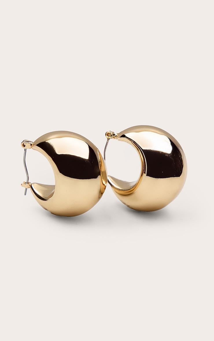 Gold Chubby Huggie Hoop Earrings Product Image