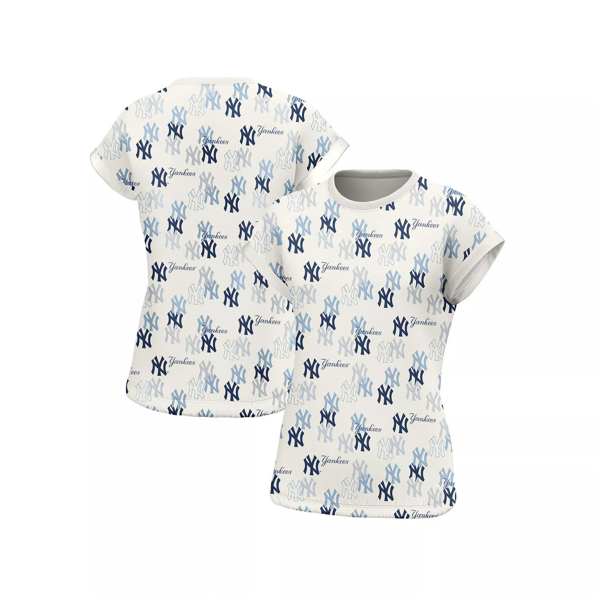 Women's Lusso  White New York Yankees Madge Dolman Tri-Blend T-Shirt, Size: Large Product Image