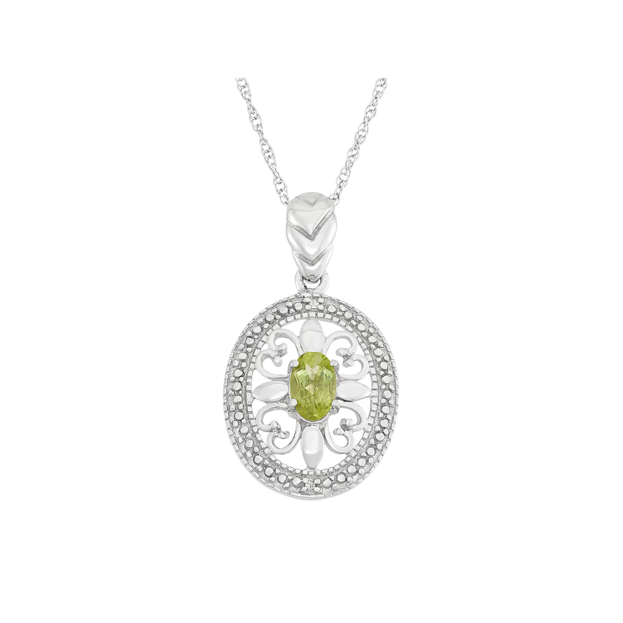Jewelexcess Peridot & Diamond Accent Sterling Silver Pendant Necklace, Women's, Size: 18", Green Product Image