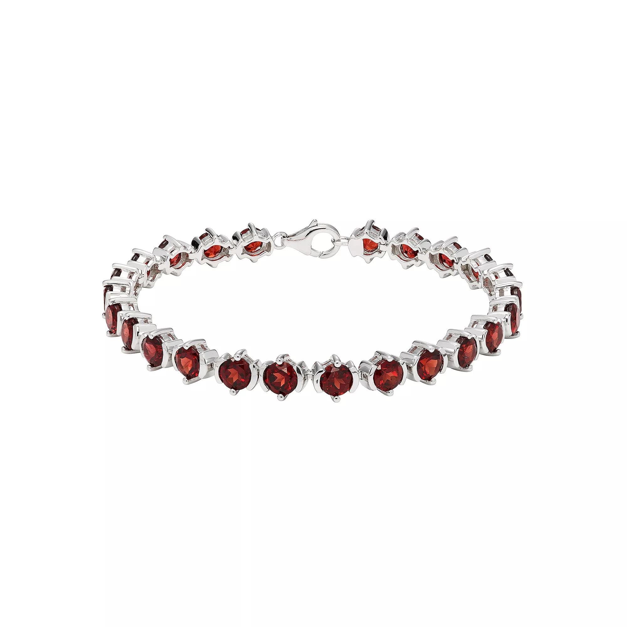 Sterling Silver & Garnet Bracelet, Women's, Size: 7.25" Product Image
