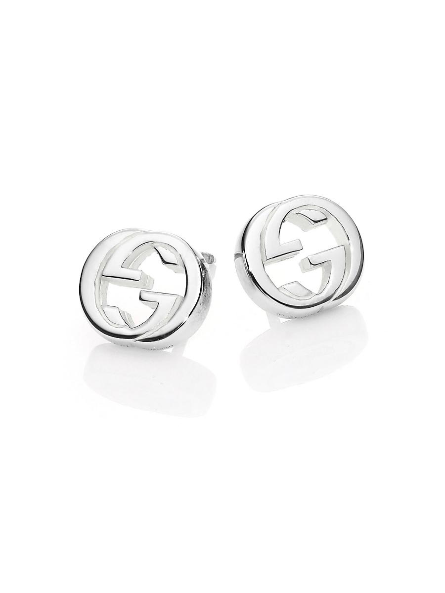 Womens Interlocking G Sterling Silver Stud Earrings Product Image