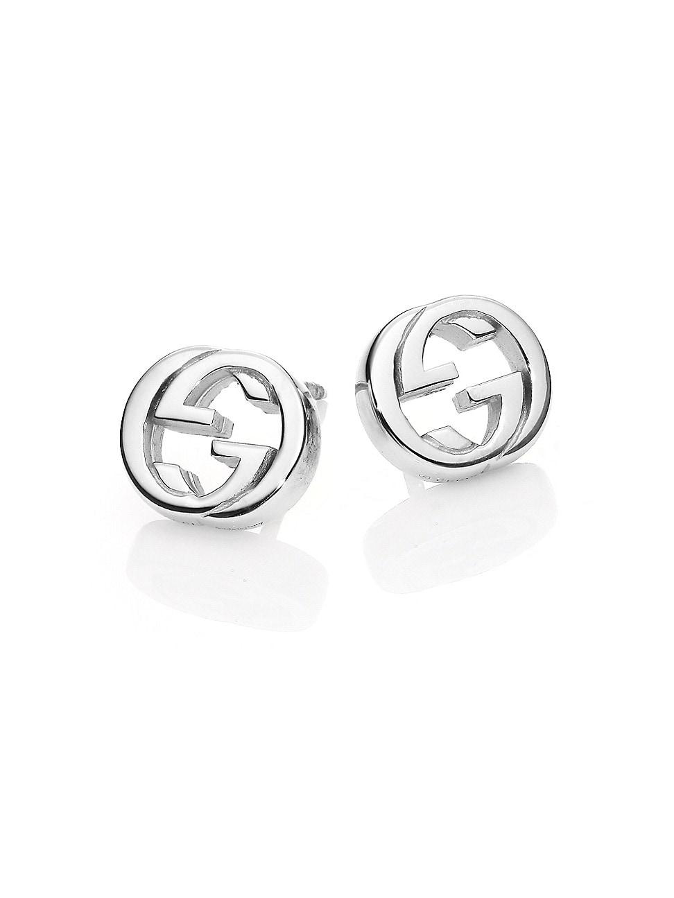 Womens Interlocking G Sterling Silver Stud Earrings Product Image