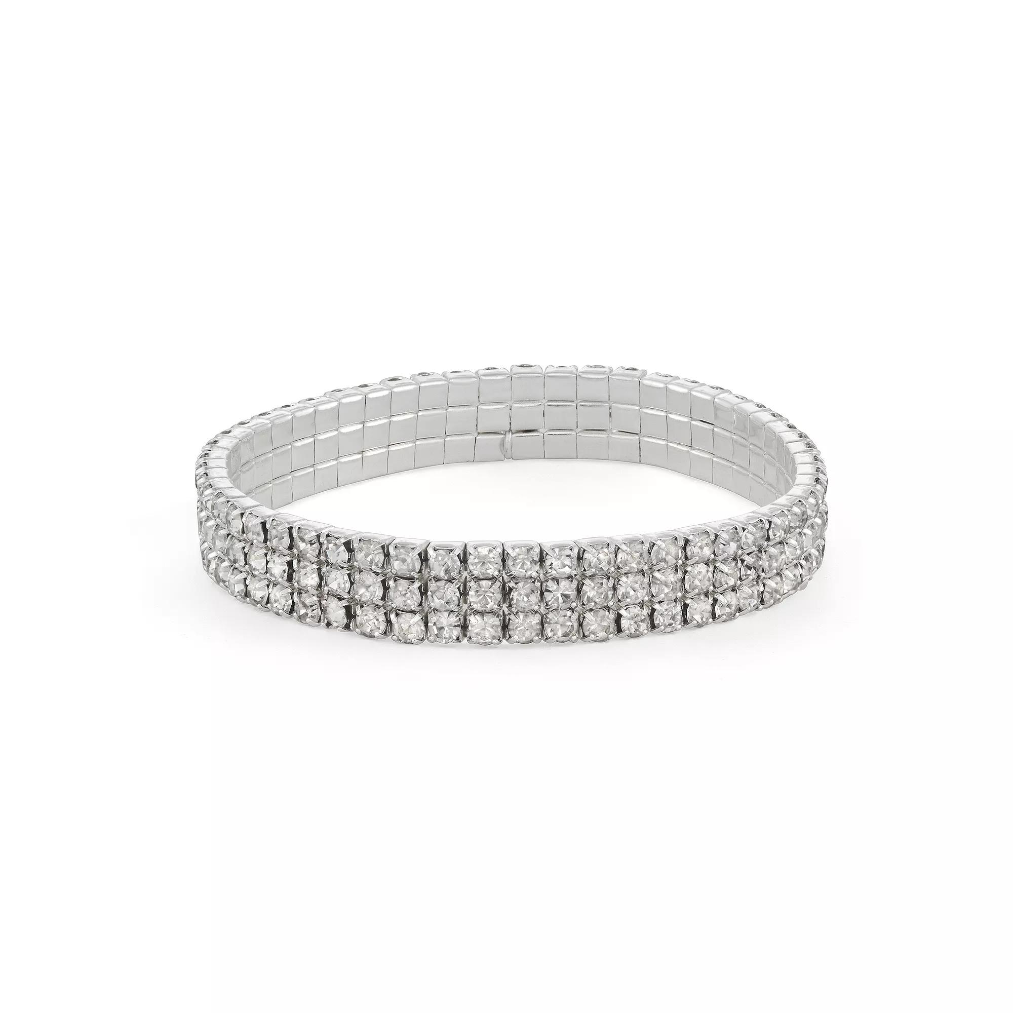 You're Invited Silver Tone Crystal Stretch Bracelet, Women's Product Image