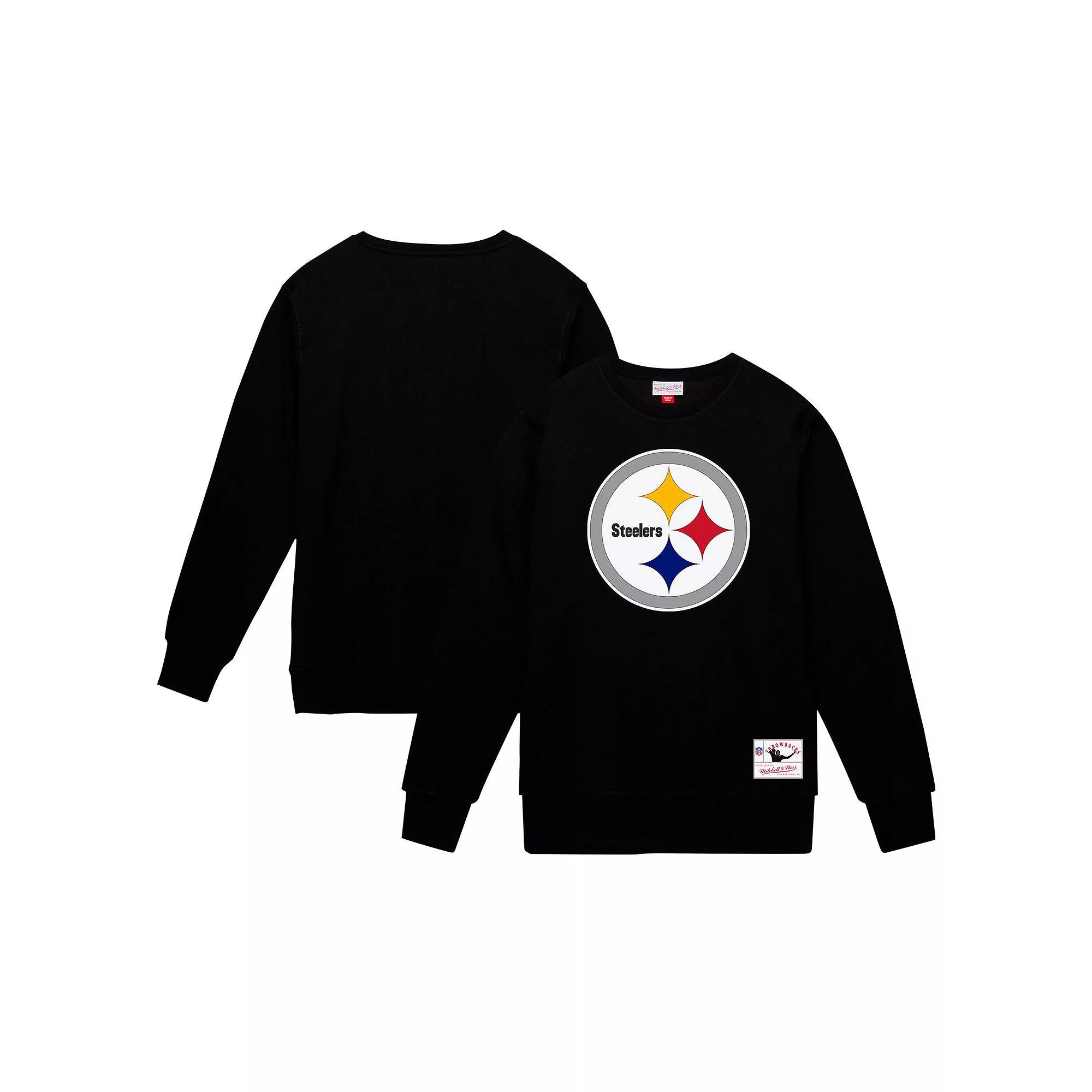 Men's Mitchell & Ness Black Pittsburgh Steelers Basic Fleece Pullover Sweatshirt,  Product Image