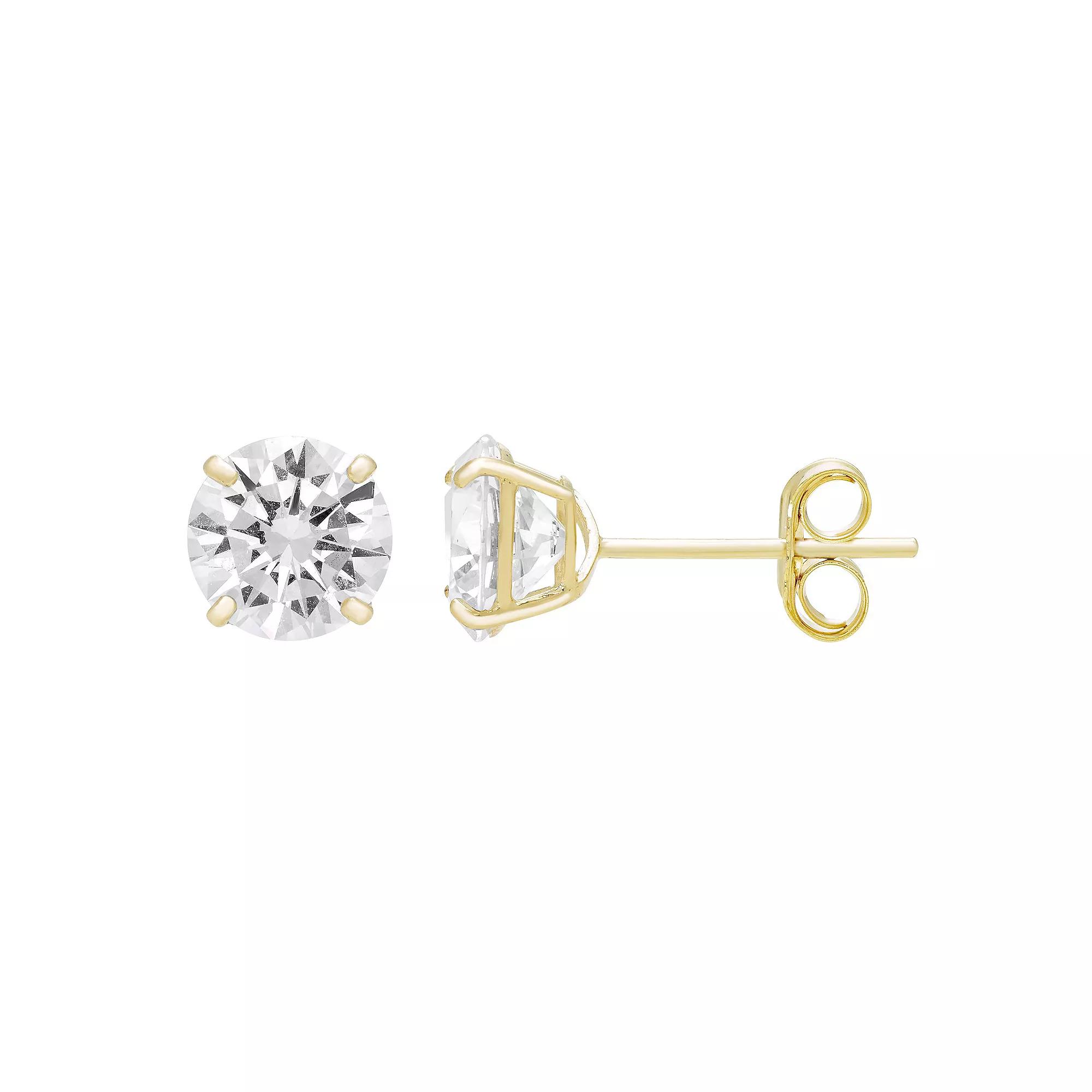 Theia Sky 14k Gold Round 5 mm Cubic Zirconia Birthstone Earrings, Women's, Size: 5MM, April Product Image