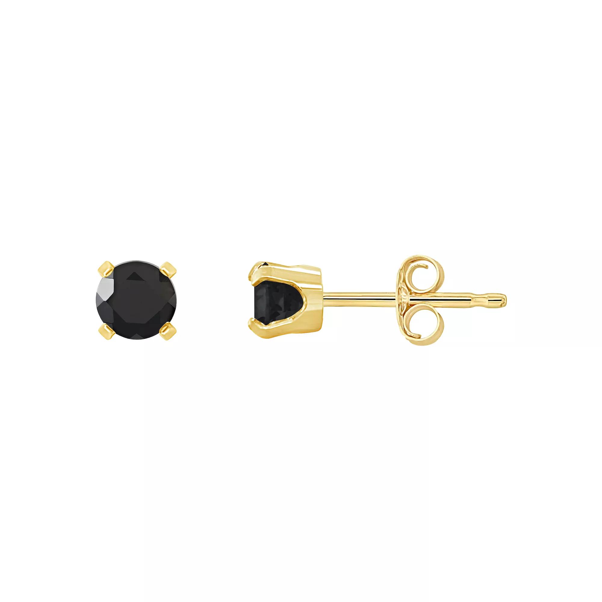 Celebration Gems 14k Gold 4mm Round Stabilized Turquoise Stud Earrings, Women's Product Image