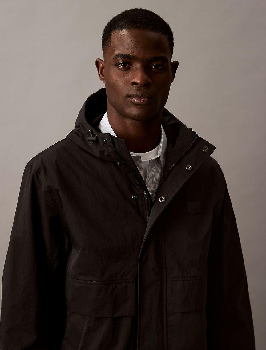 Crinkle Nylon Hooded Windbreaker Jacket Product Image