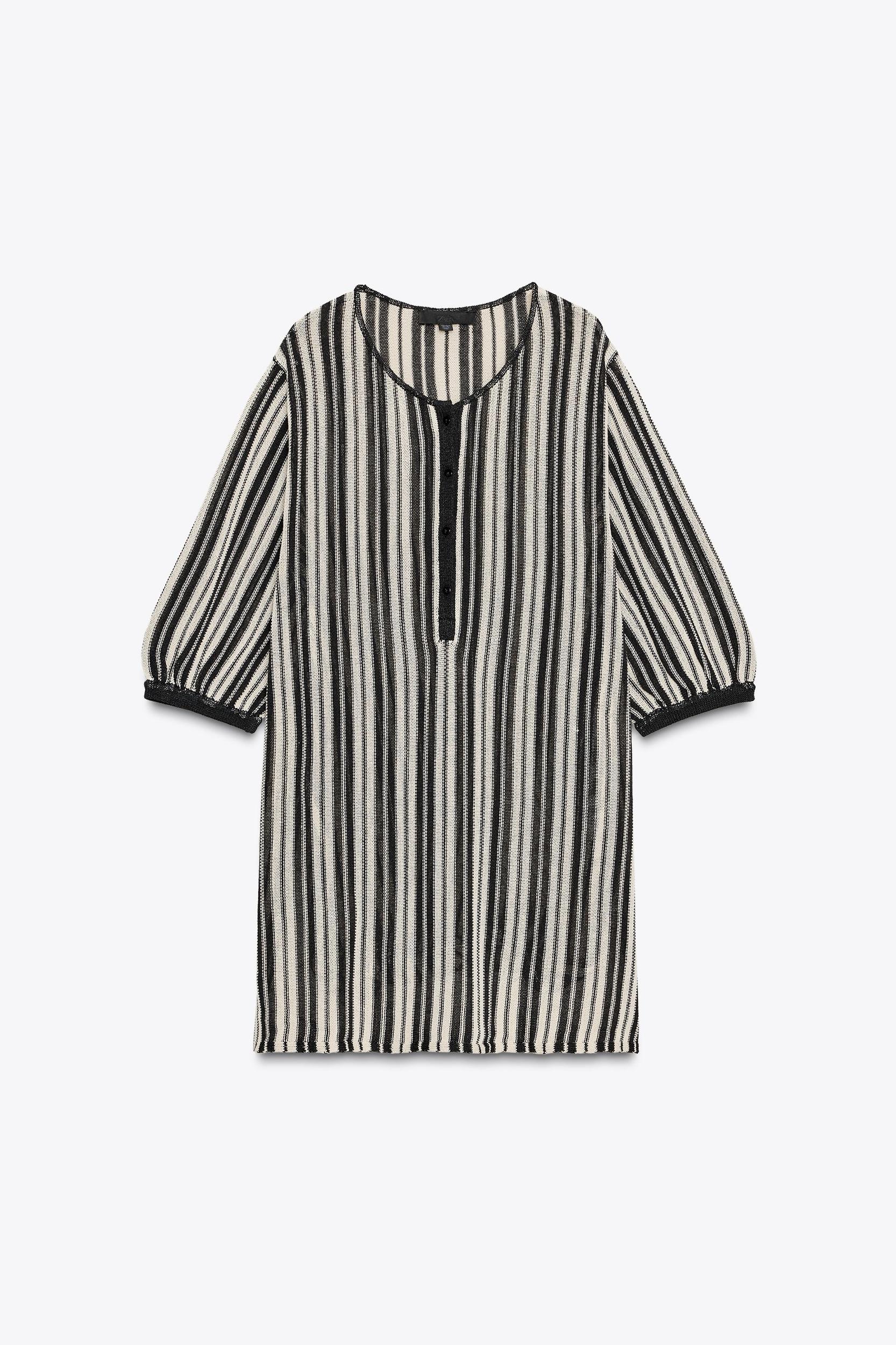 STRIPED KNIT TOP WITH LINEN Product Image