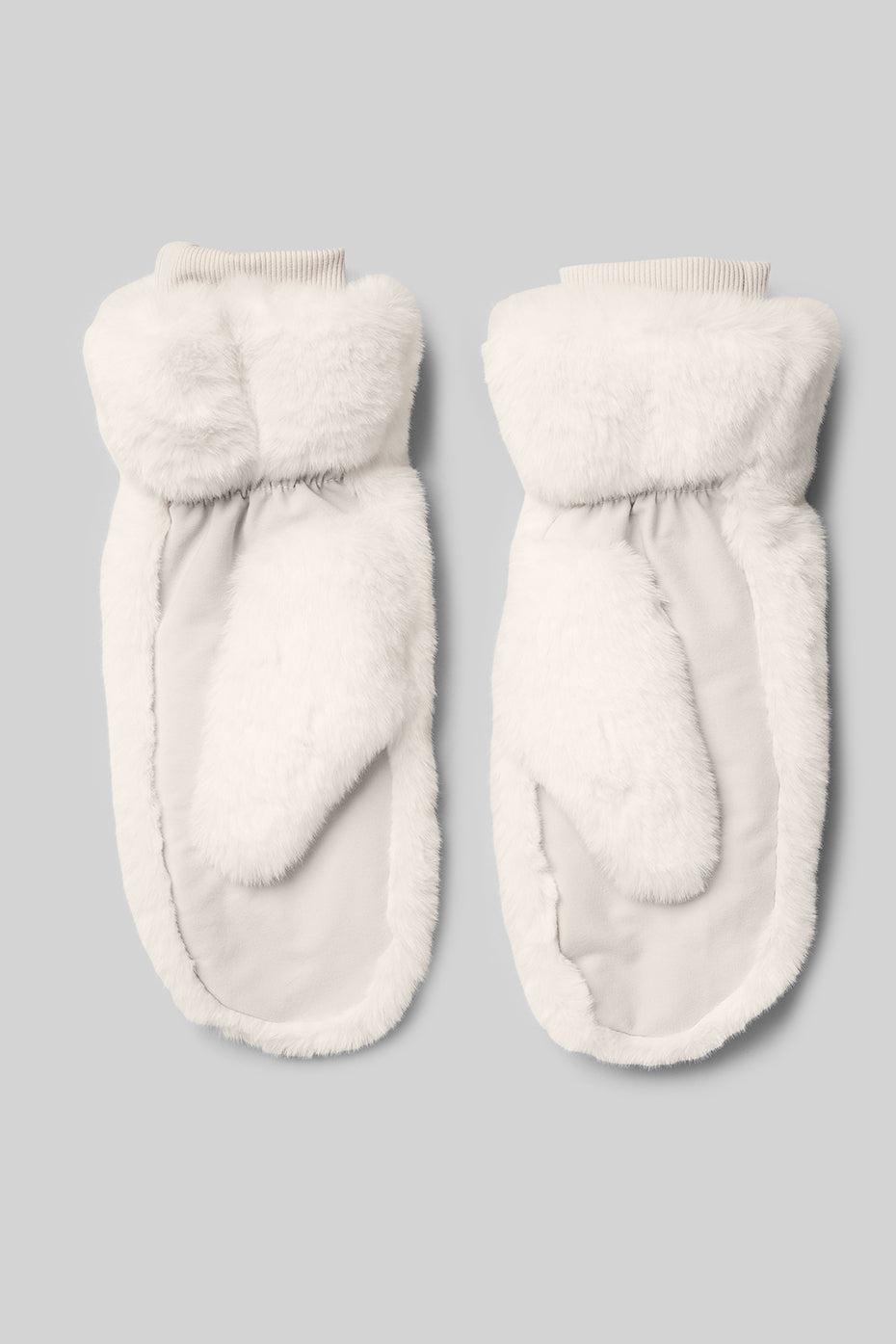 Faux Fur Mittens - Ivory Female Product Image