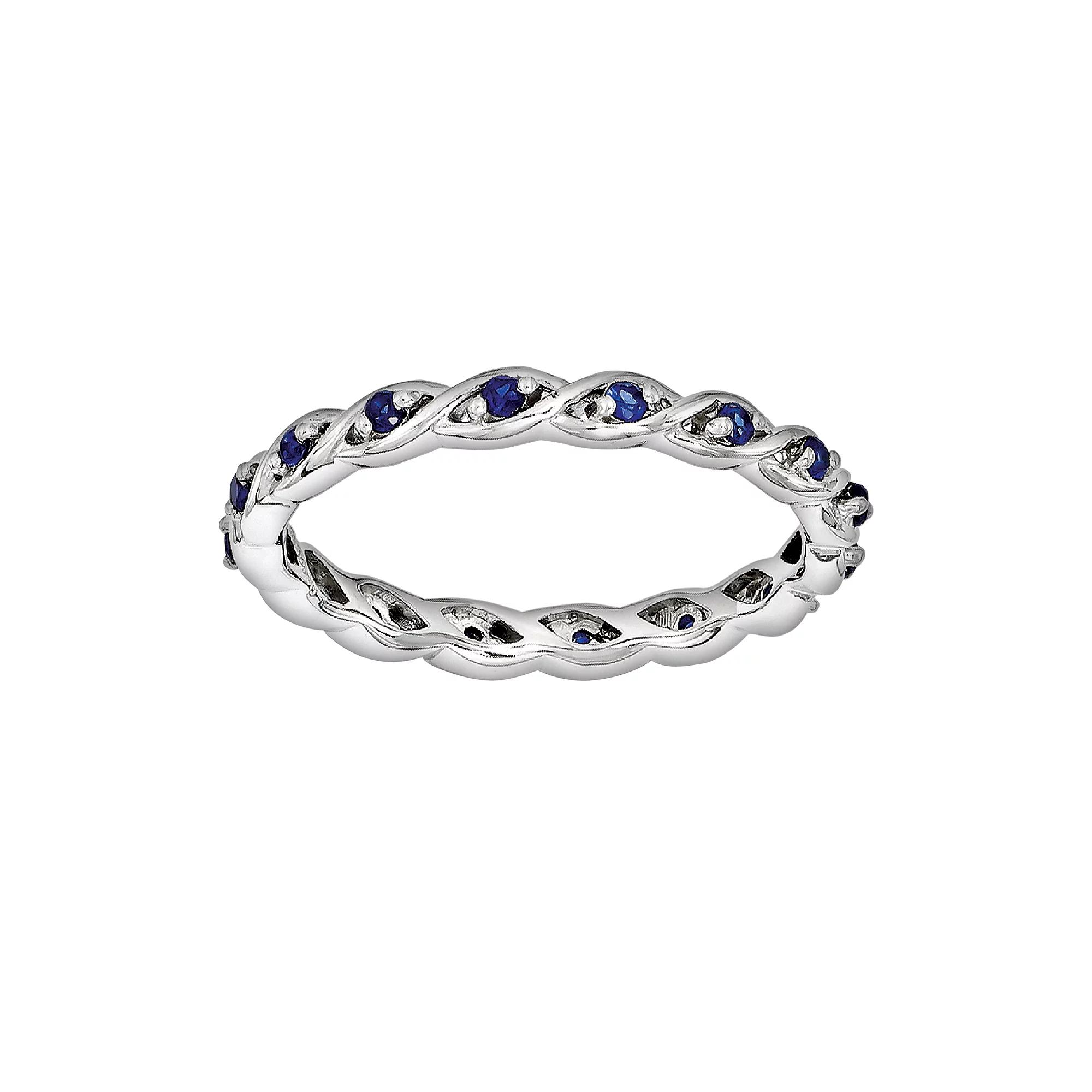 Stacks & Stones Sterling Silver Lab-Created Sapphire Stack Ring, Womens Blue Product Image
