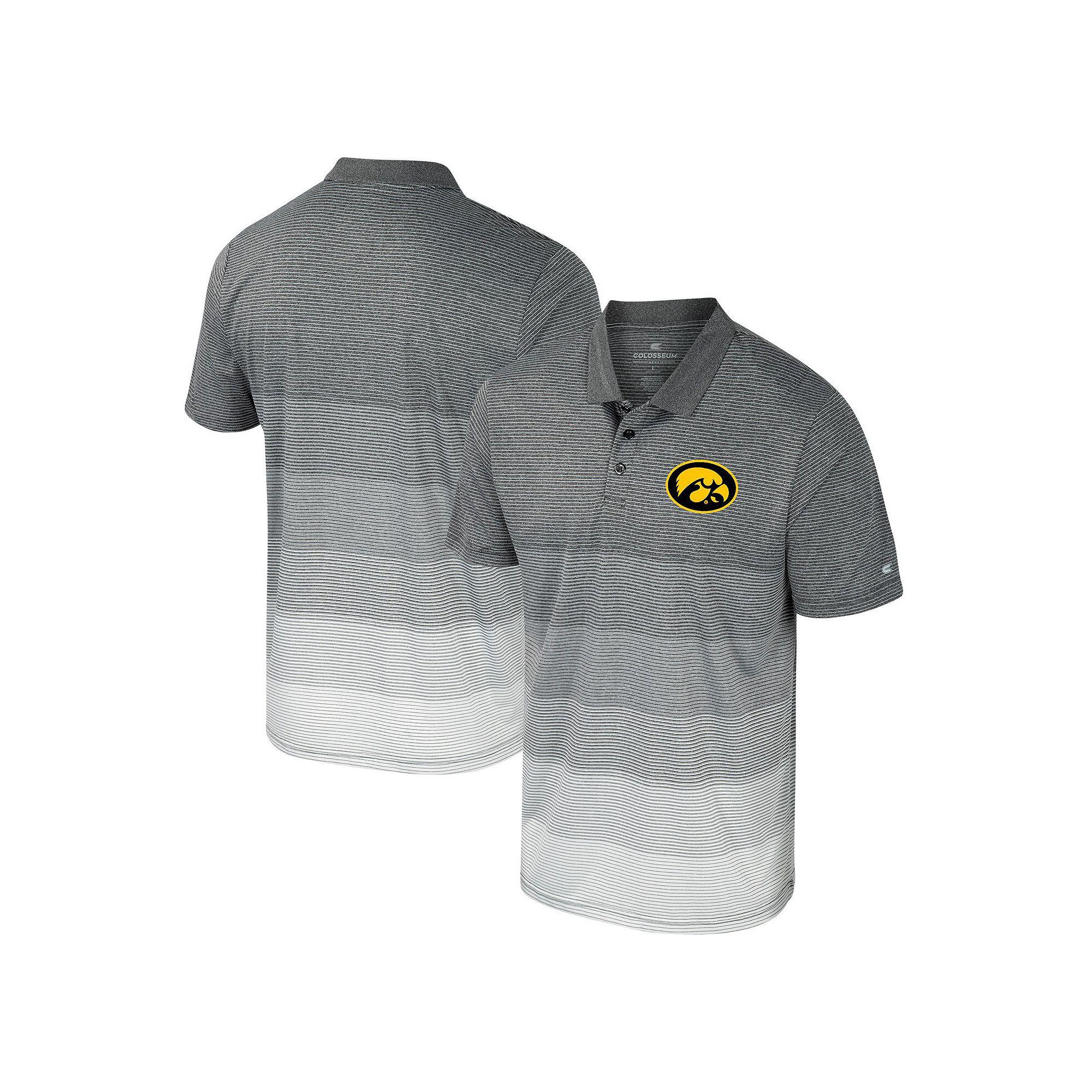 Men's Colosseum Gray Iowa Hawkeyes Striped Mesh Polo,  Product Image
