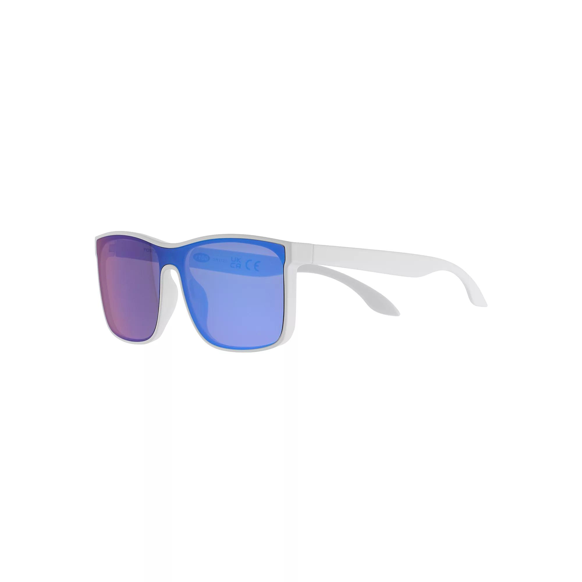 Men's Cali Blue Plastic Square Sunglasses, Shiny White Product Image