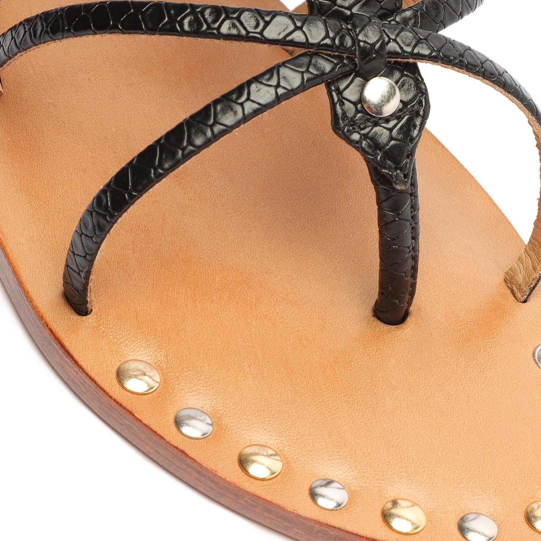 Malaya Casual Snake-Embossed Leather Sandal Product Image