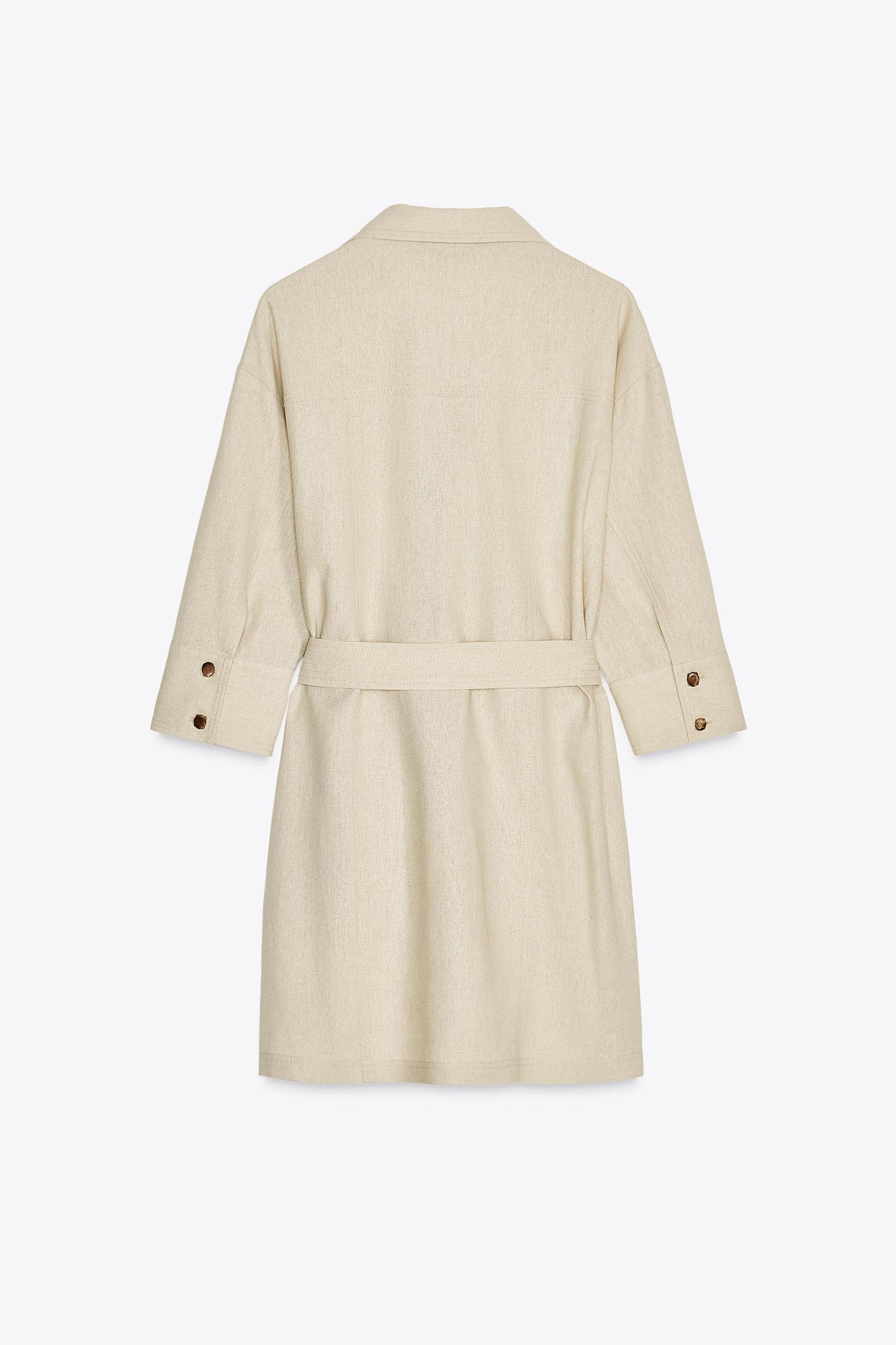 BELTED LINEN MINI DRESS Product Image