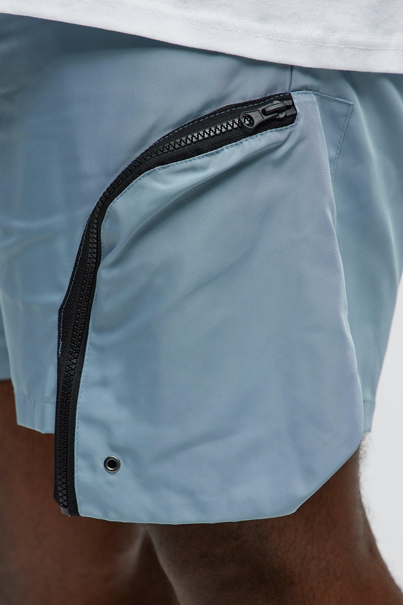 Cargo Pockets Relaxed Drawstring Shorts - Blue Male Product Image