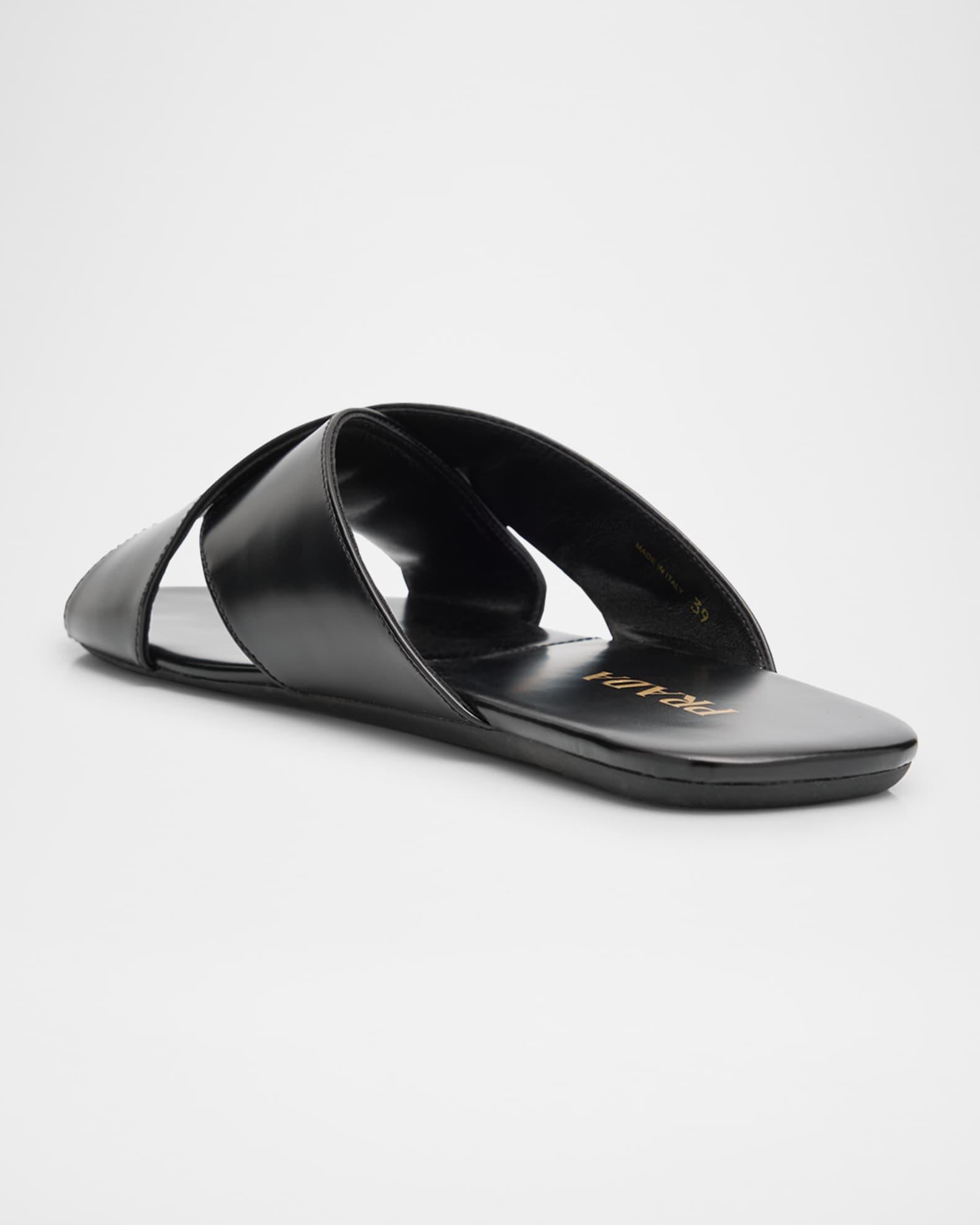 Leather Crisscross Slide Sandals Product Image