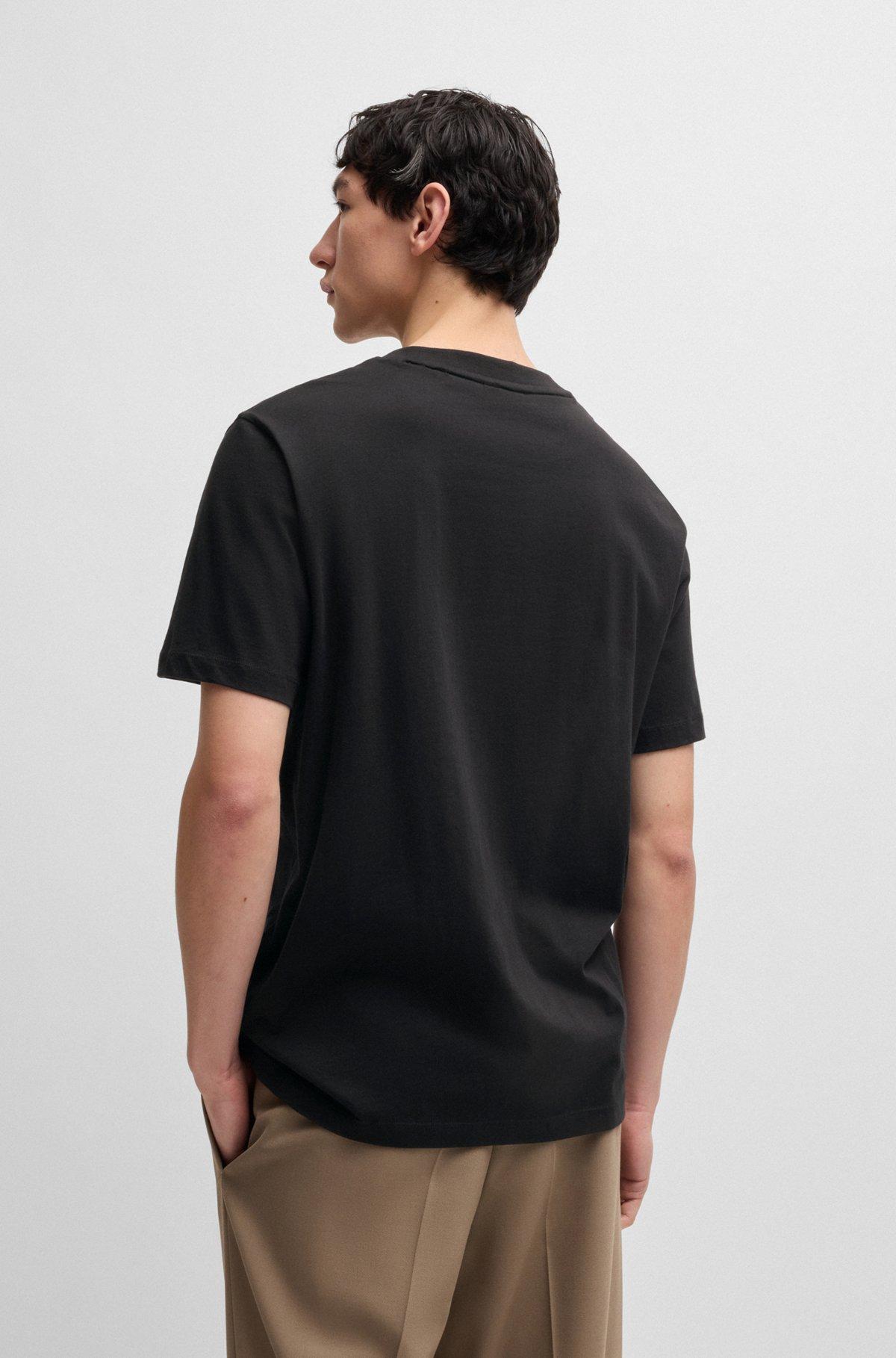 Cotton-jersey T-shirt with geometric logo embroidery Product Image