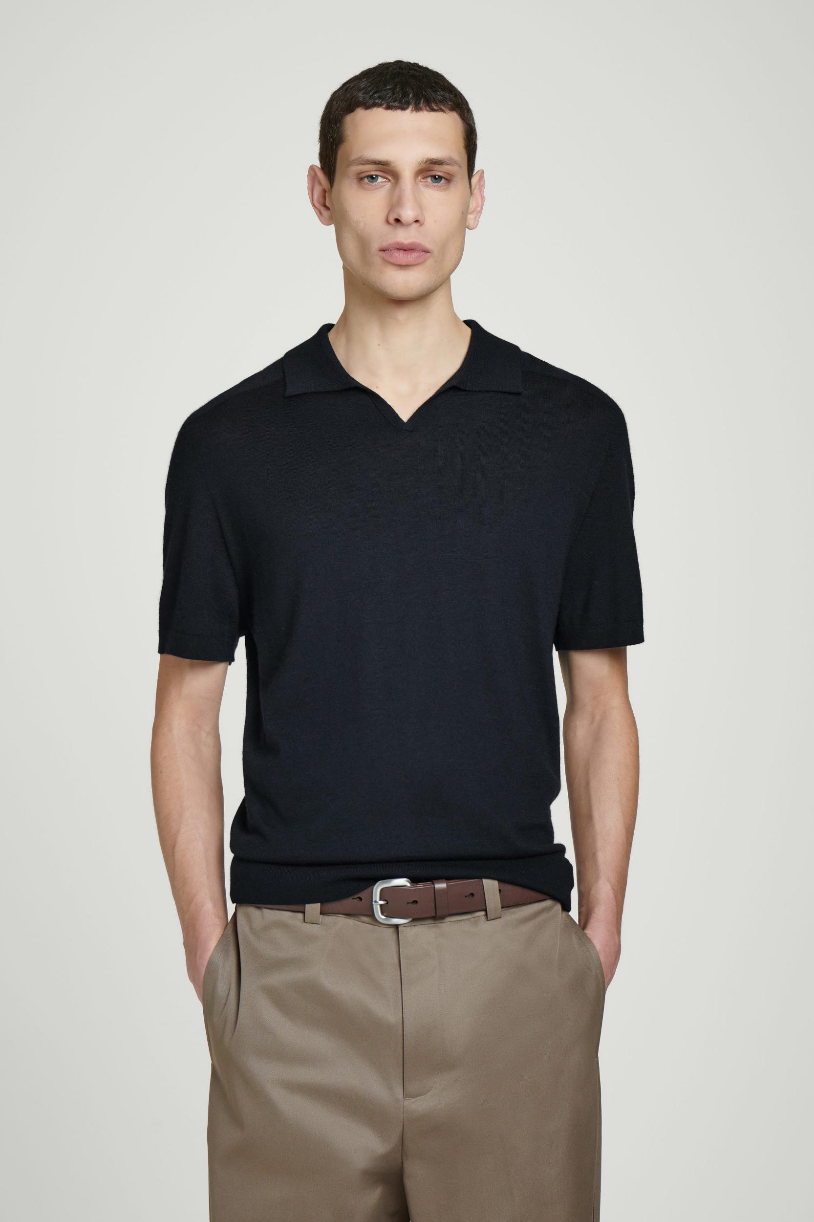 OPEN-COLLAR CASHMERE POLO SHIRT Product Image