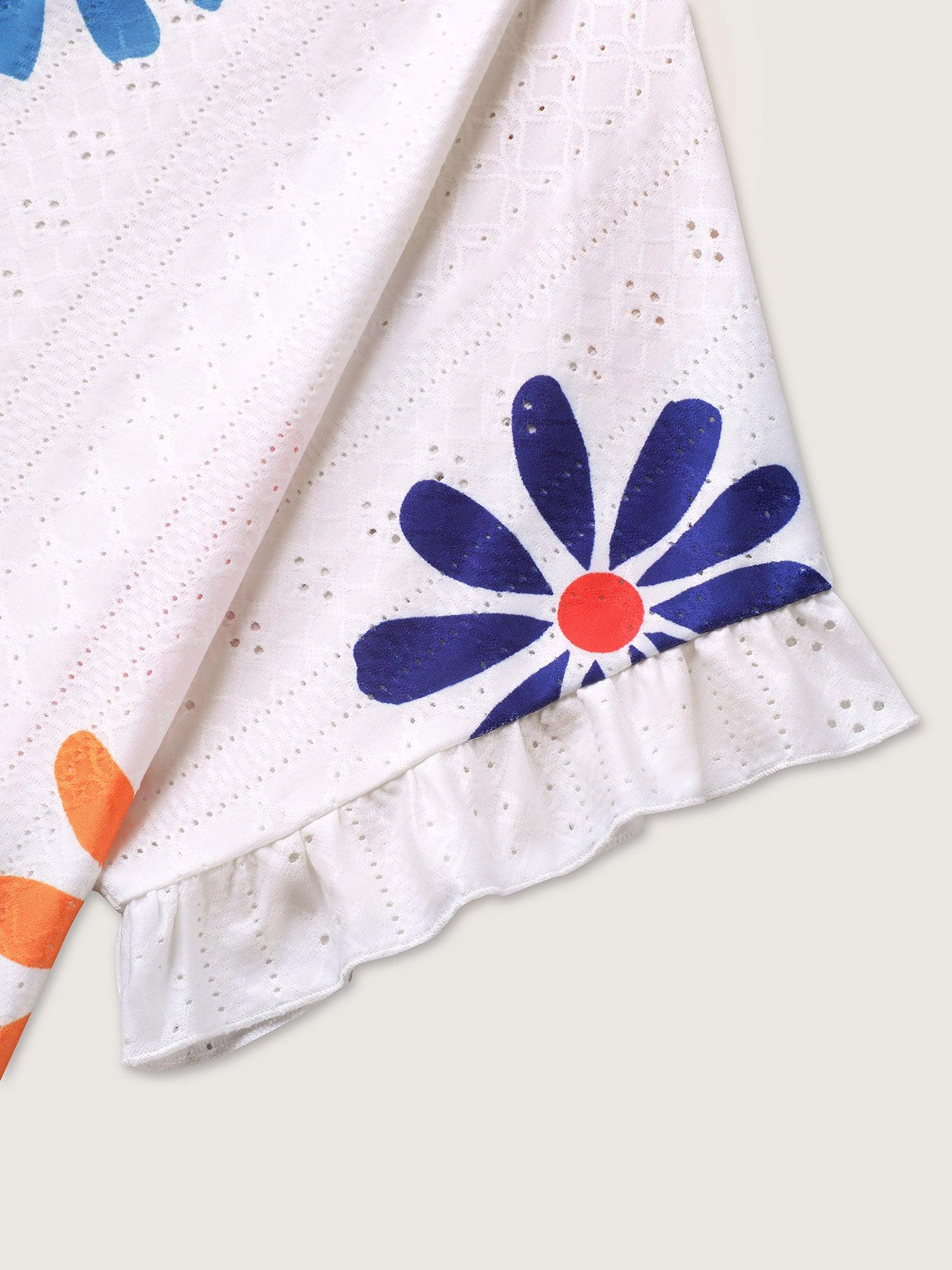 Textured Floral Print Flowy T-Shirt Female Product Image