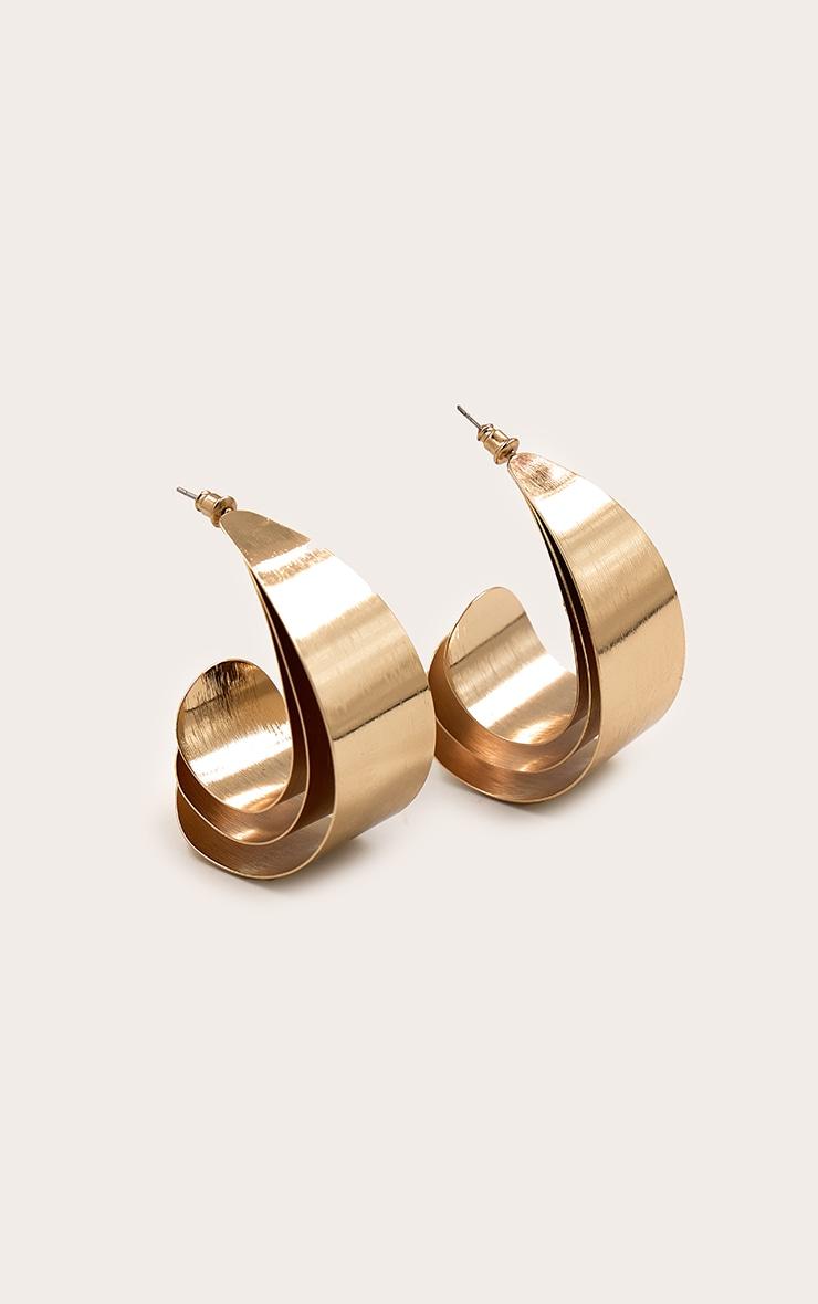 Gold Smooth Multi Layered Hoop Earrings Product Image