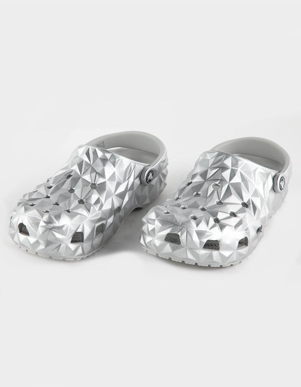 CROCS Geometric Metallic Womens Clogs - SILVER Product Image