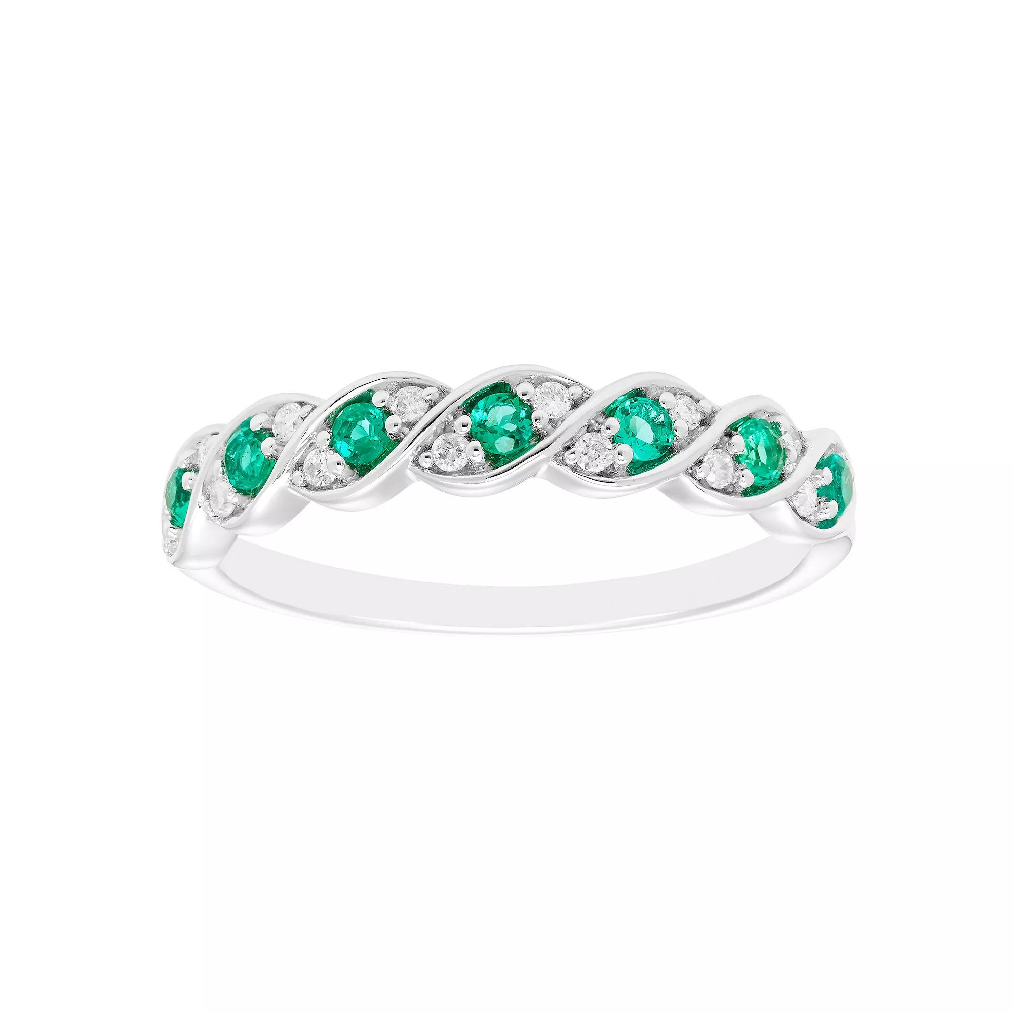 Boston Bay Diamonds Sterling Silver Lab-Created Gemstone & 1/10 Carat T.W. Diamond Twisted Ring, Women's,  Product Image
