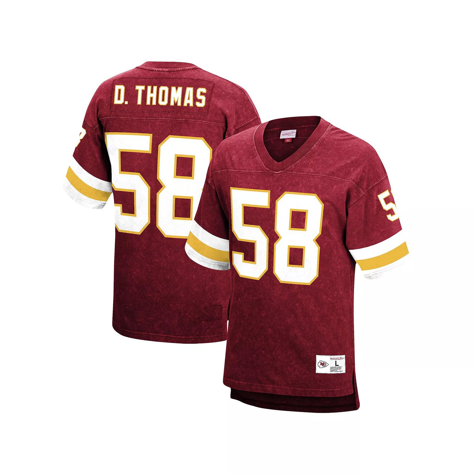 Men's Mitchell & Ness Derrick Thomas Red Kansas City Chiefs Retired Player Name & Number Acid Wash Top, Size: Small Product Image