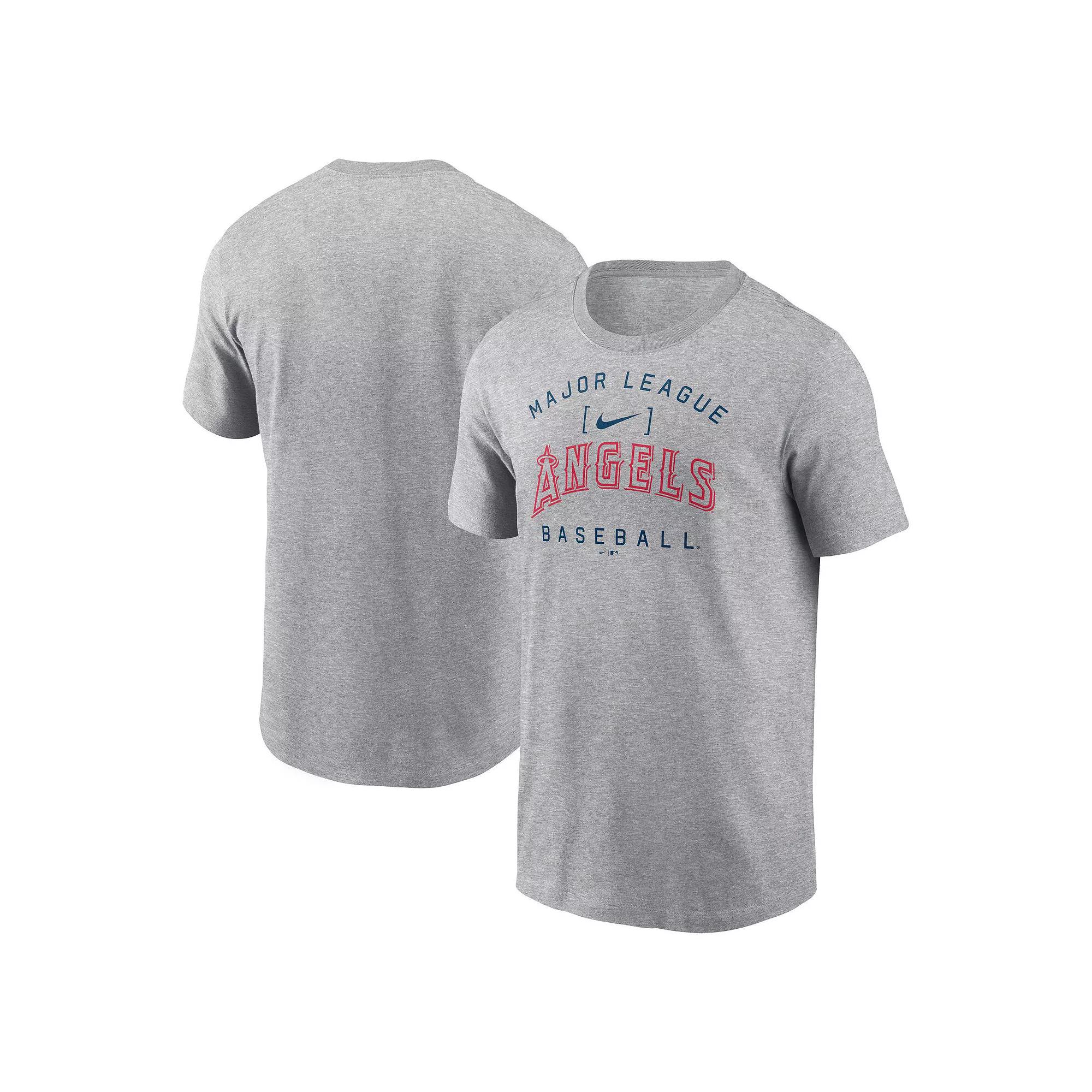 Men's Nike Heather Gray Los Angeles Angels Home Team Athletic Arch T-Shirt, Size: Small, Grey Product Image