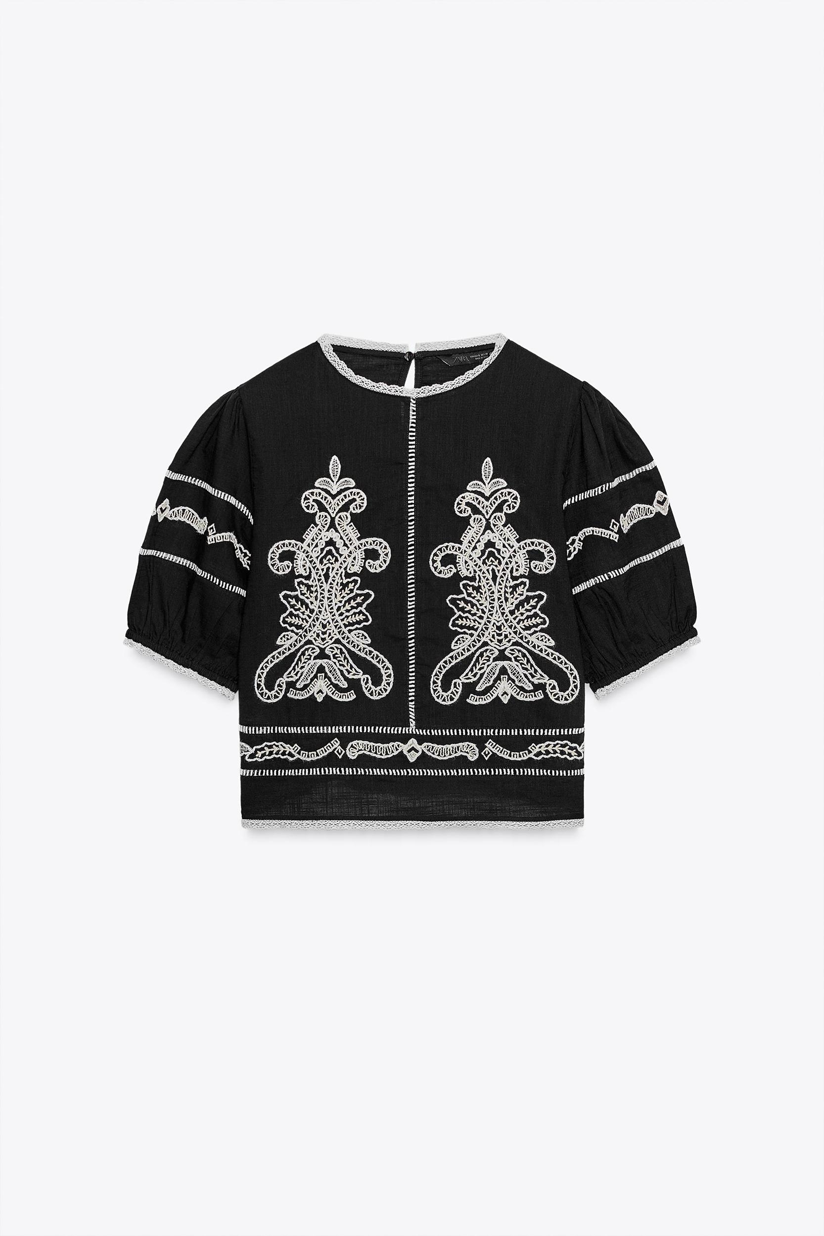 ZW COLLECTION CONTRAST EMBROIDERY BLOUSE Product Image