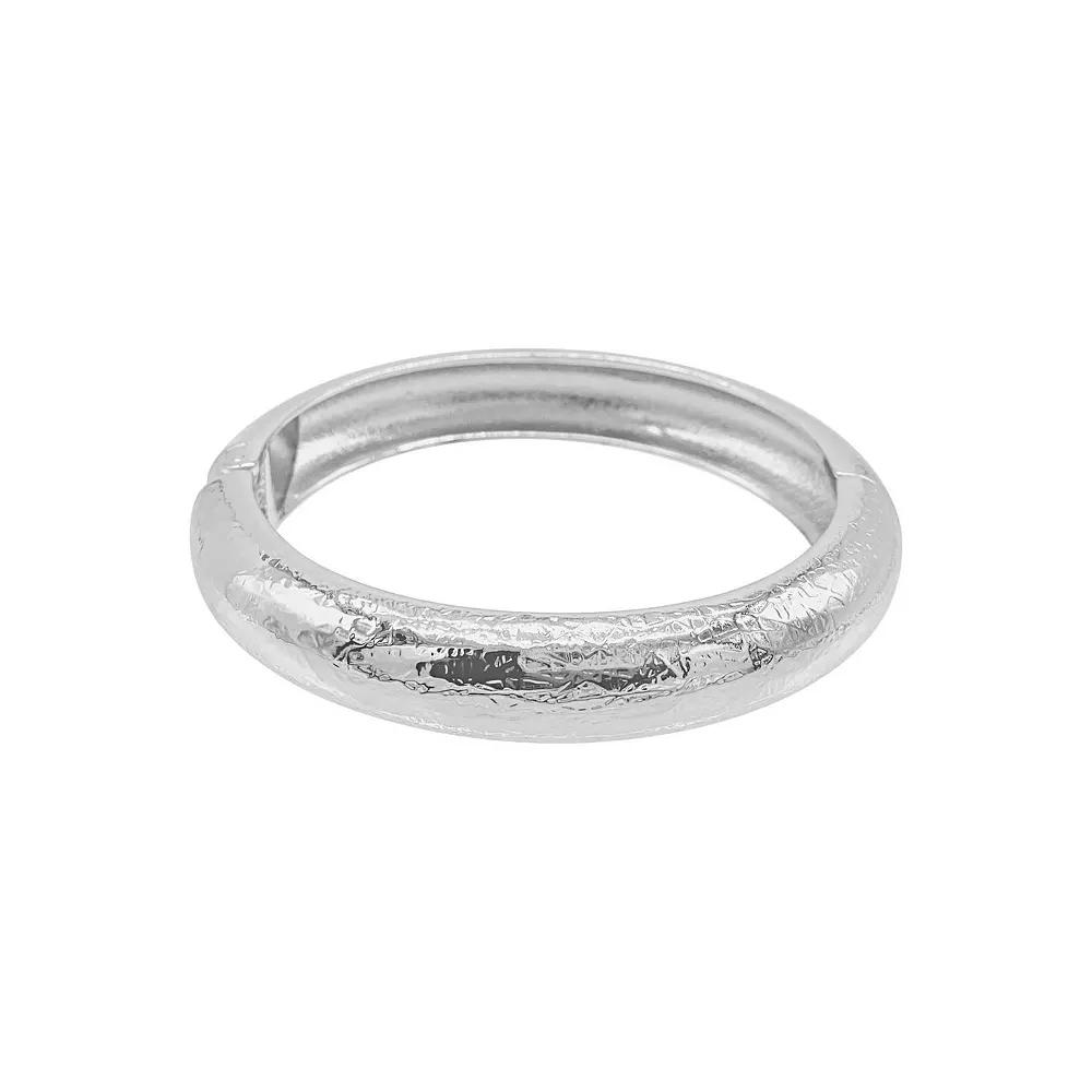 Adornia Textured Hinged Bangle Bracelet, Women's, Size: 8", Silver Tone Product Image