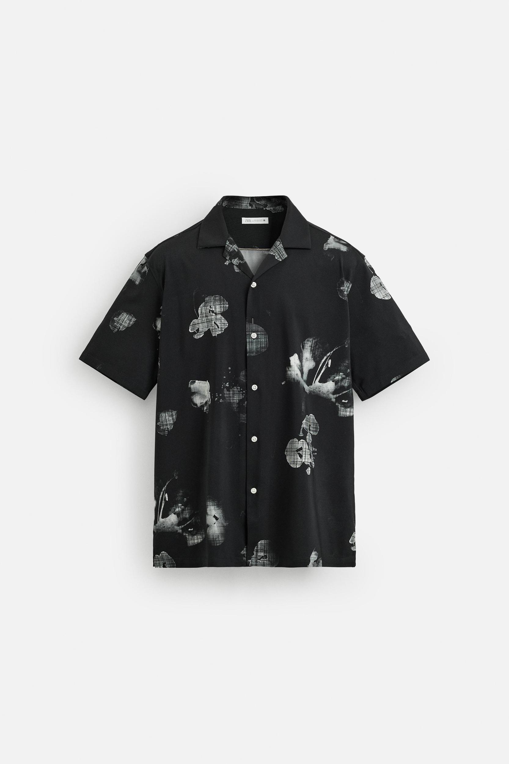 FLORAL PRINT STRETCH SHIRT Product Image