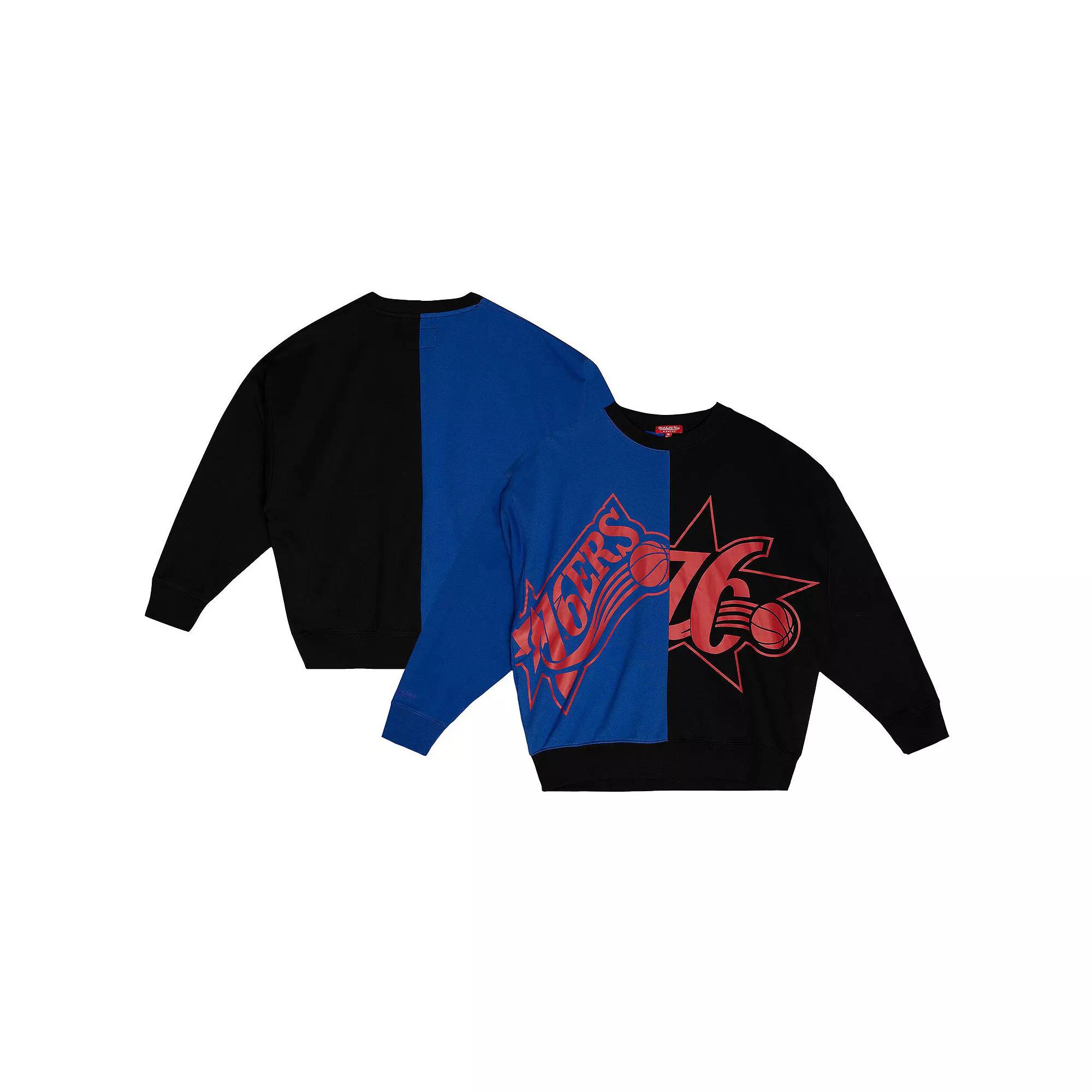 Women's Mitchell & Ness Royal/Black Philadelphia 76ers Big Face 5.0 Pullover Sweatshirt, Size: XL, 76r Blue Product Image