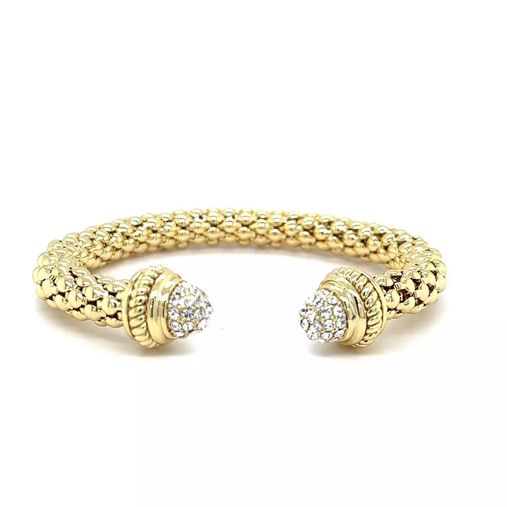 Juvell 18k Gold Plated Cubic Zirconia Vintage-Inspired Textured Bangle Bracelet, Women's, Two Tone Product Image