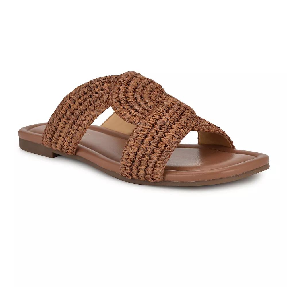 Nine West Quara Square Toe Flat Slip-On Women's Casual Sandals, Size: 6.5, Dark Brown Product Image