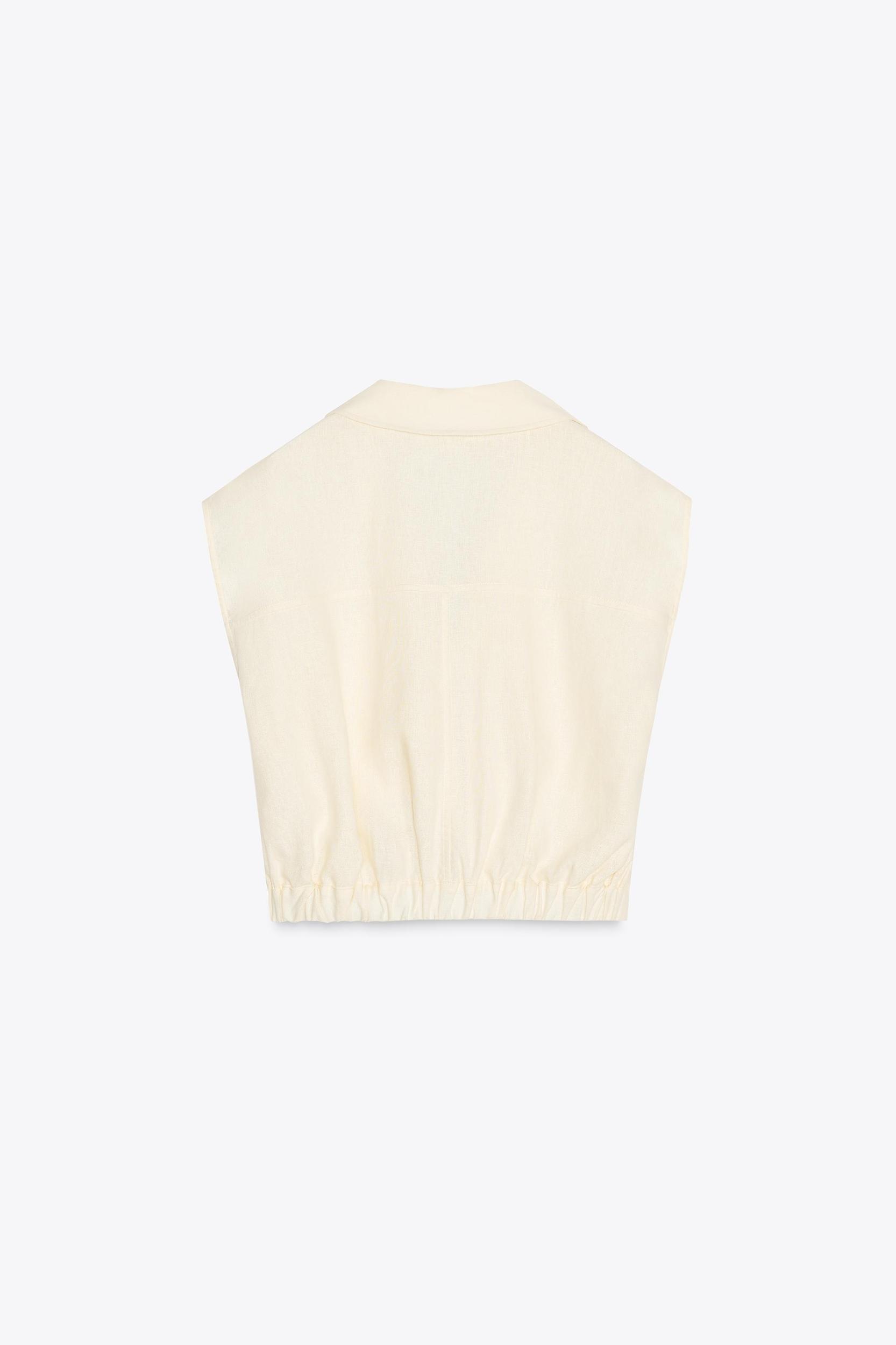 LINEN TOP WITH ELASTIC HEM Product Image