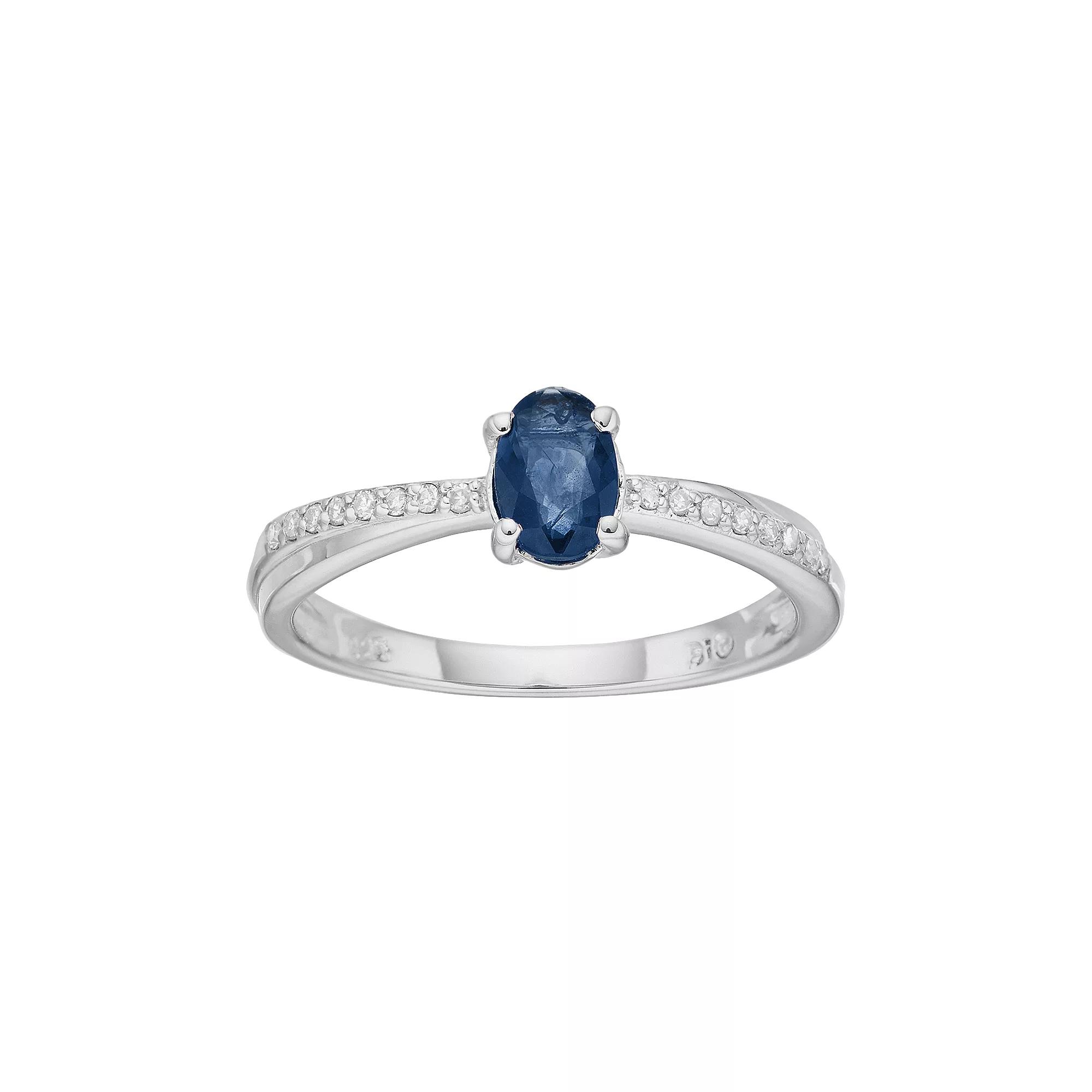 Gemminded Sterling Silver Sapphire & Diamond Accent Ring, Women's, Size: 8, Blue Product Image