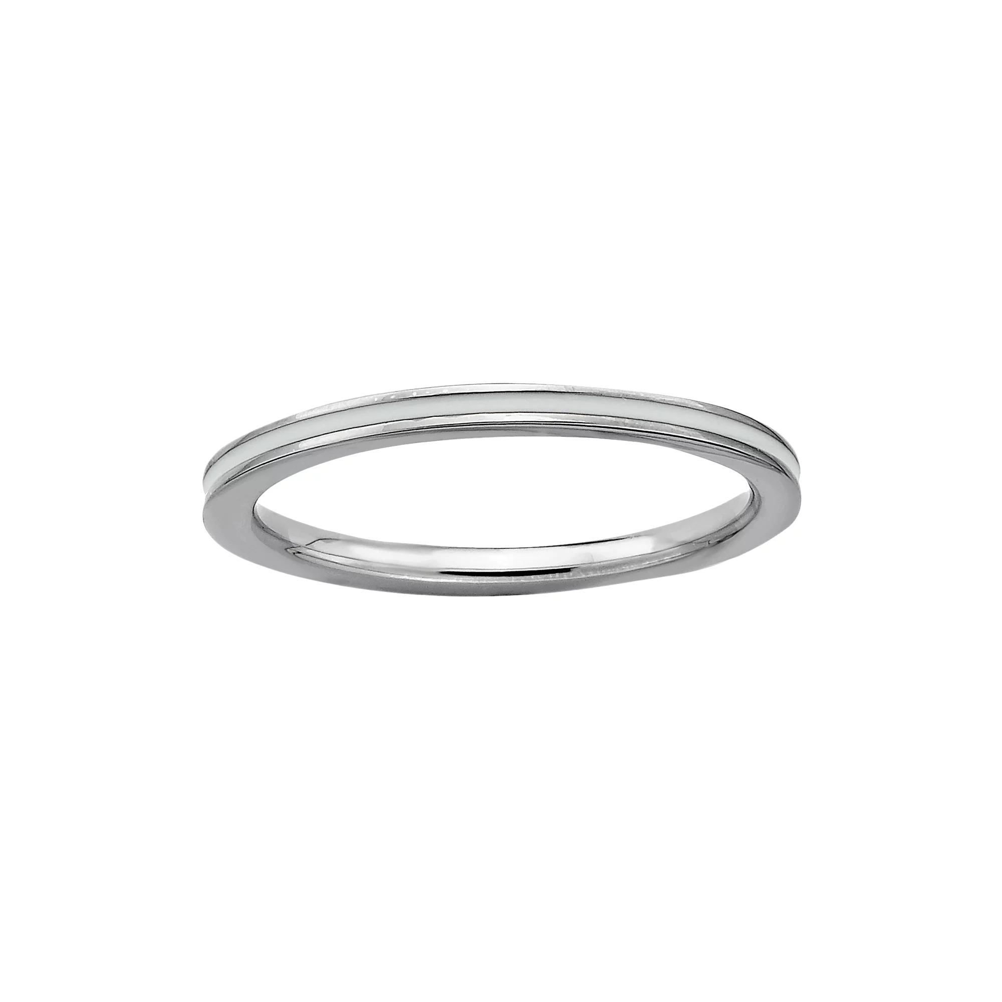 Stacks & Stones Sterling Silver White Enamel Stack Ring, Women's, Size: 7 Product Image