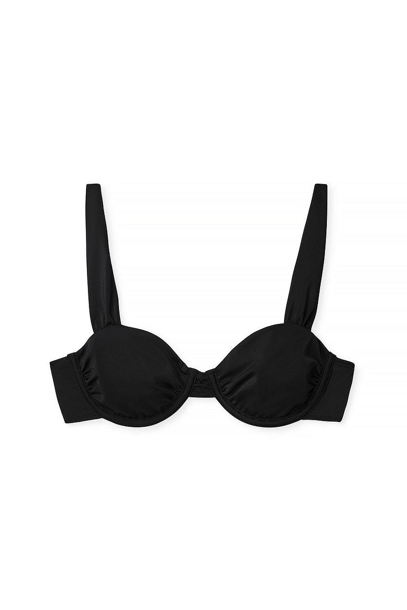 Shiny Wide Strap Draped Bikini Bra Product Image