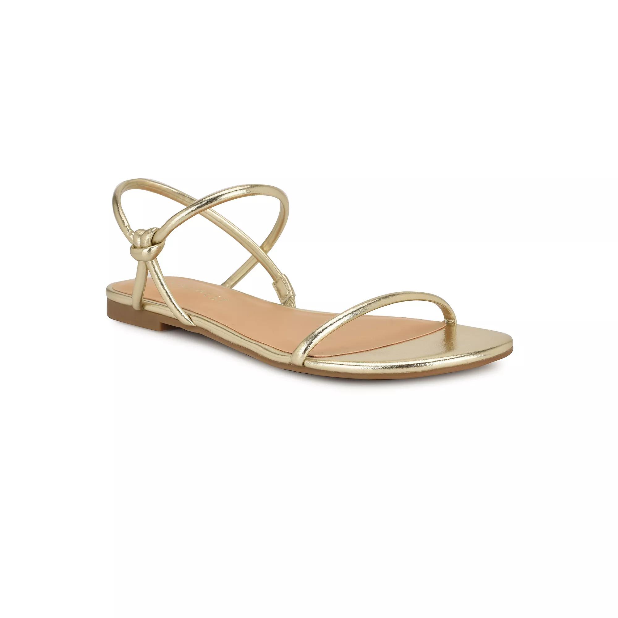 Nine West Women's Menson Flat Round Toe Casual Sandals, Size: 7, Gold Product Image