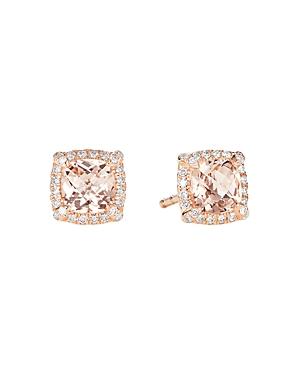 Womens Petite Chatelaine Pav Bezel Stud Earrings in 18K Rose Gold and Diamonds, 5mm Product Image
