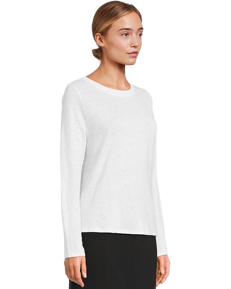 Sheer Knit Round Neck Slim Long Sleeve Tee Product Image