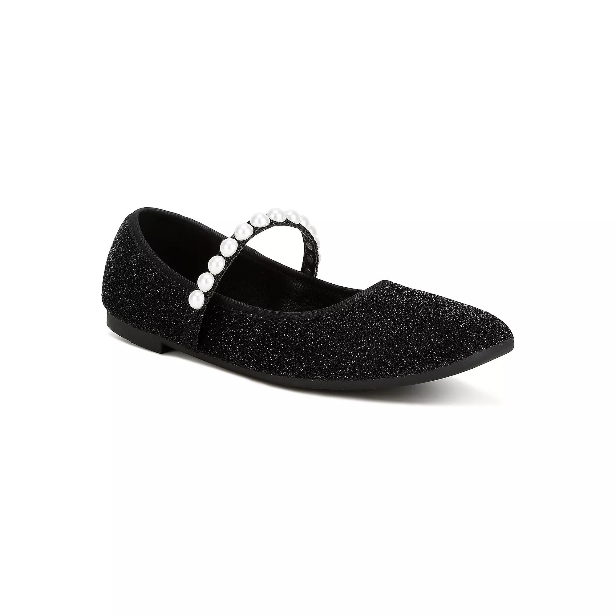 London Rag Corphee Pearl Strap Glitter Women's Ballerinas,  Product Image