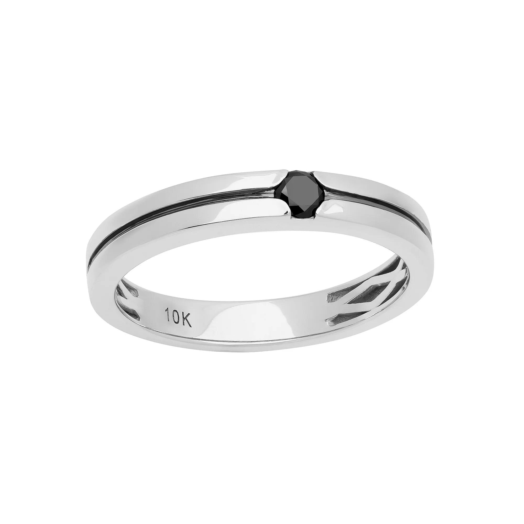 AXL 10k White Gold 1/6 Carat T.W. Black Diamond Mens Wedding Band 10k Whgold Product Image