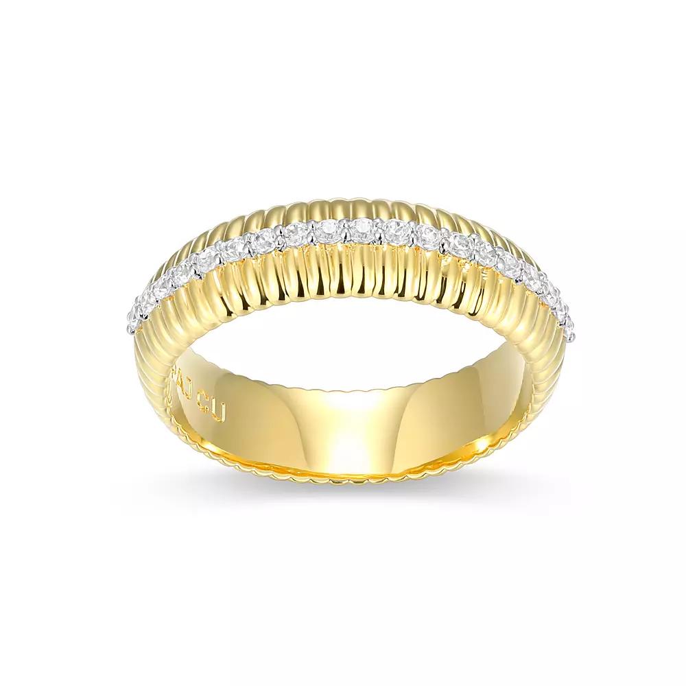 18k Gold and Rhodium Over Sterling Silver 1/4 Carat T.W. Lab-Grown Diamond Fluted Ring, Women's, Size: 6, Gold Tone Product Image