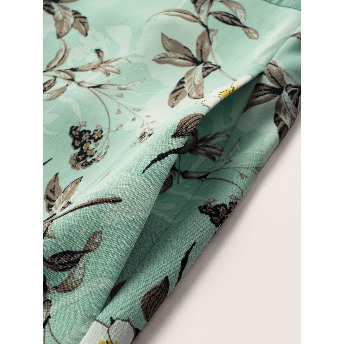 Plus Size Floral Print Square Neck Pocket Tank Dress Mint Women Elegant Non Square Neck Sleeveless Curvy Midi Dress BloomChic 10/M Product Image