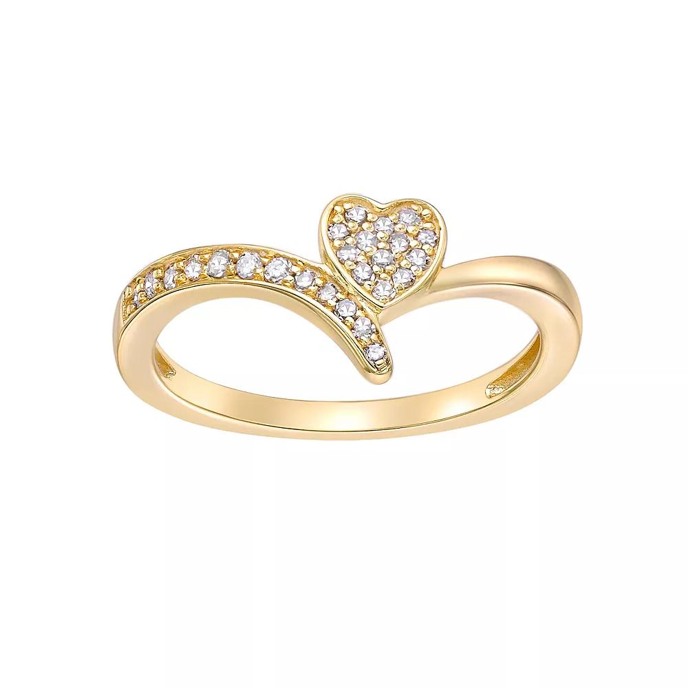 Gemminded 18k Gold Over Sterling Silver 1/6 Carat T.W. Diamond Heart Promise Ring, Women's, Size: 5, Gold Tone Product Image