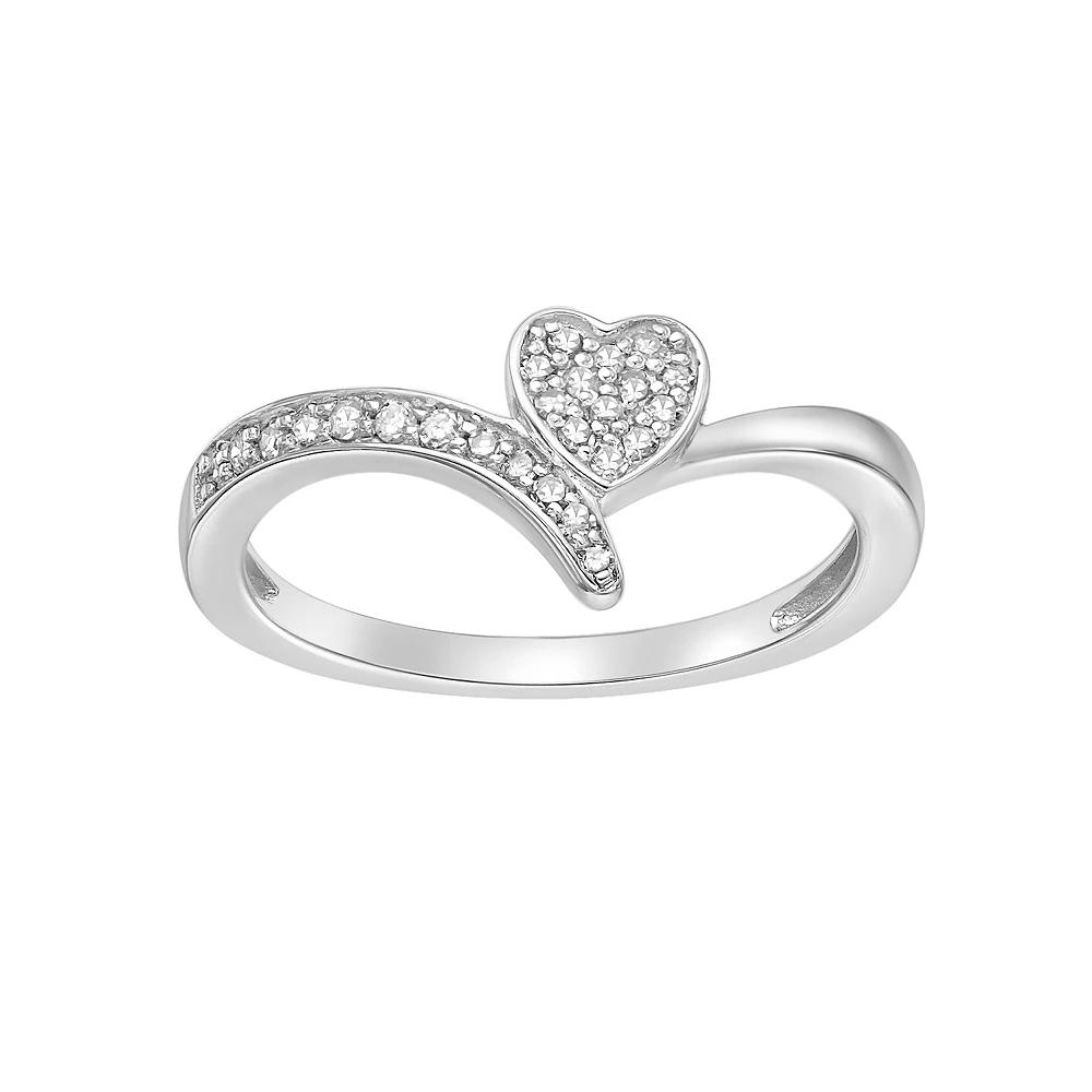 Gemminded 18k Gold Over Sterling Silver 1/6 Carat T.W. Diamond Heart Promise Ring, Women's, Size: 5, Gold Tone Product Image