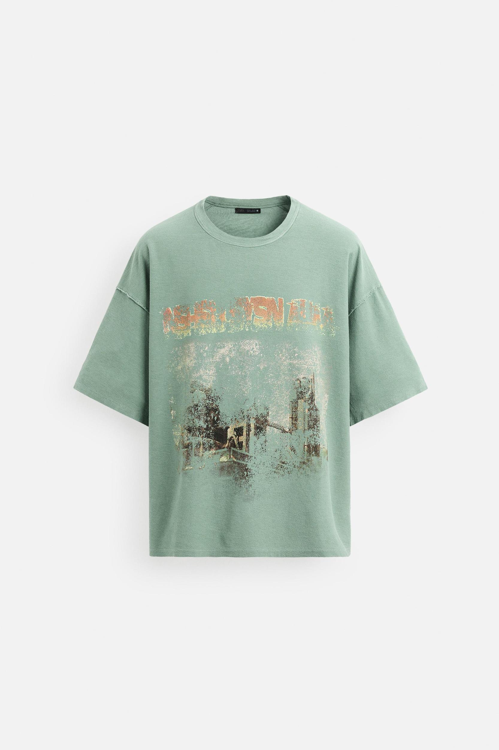 WASHED PRINT KNIT T-SHIRT Product Image